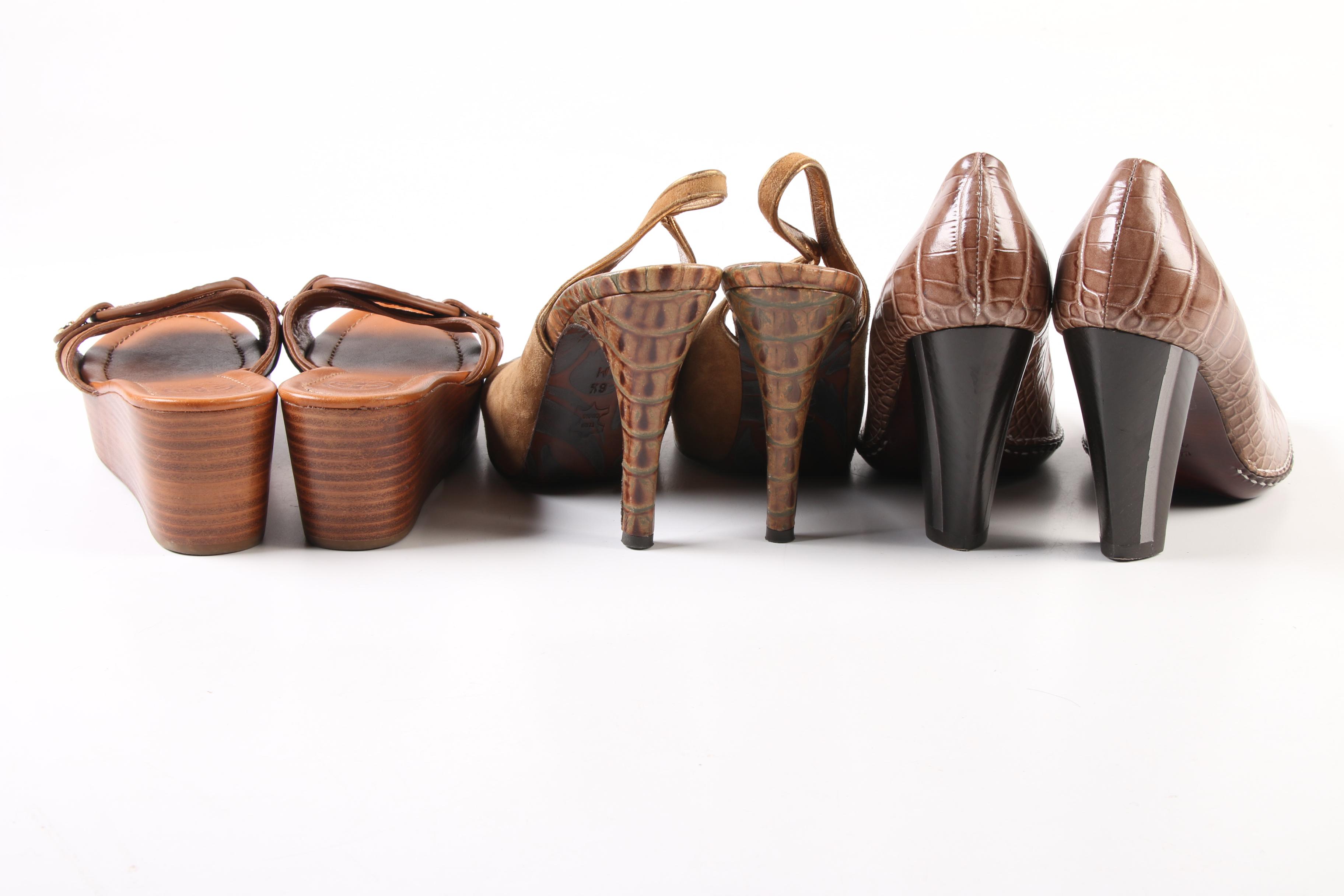 Tory Burch Patti Slides, Donald J Pliner Canna Slingbacks and Miss Barker Pumps