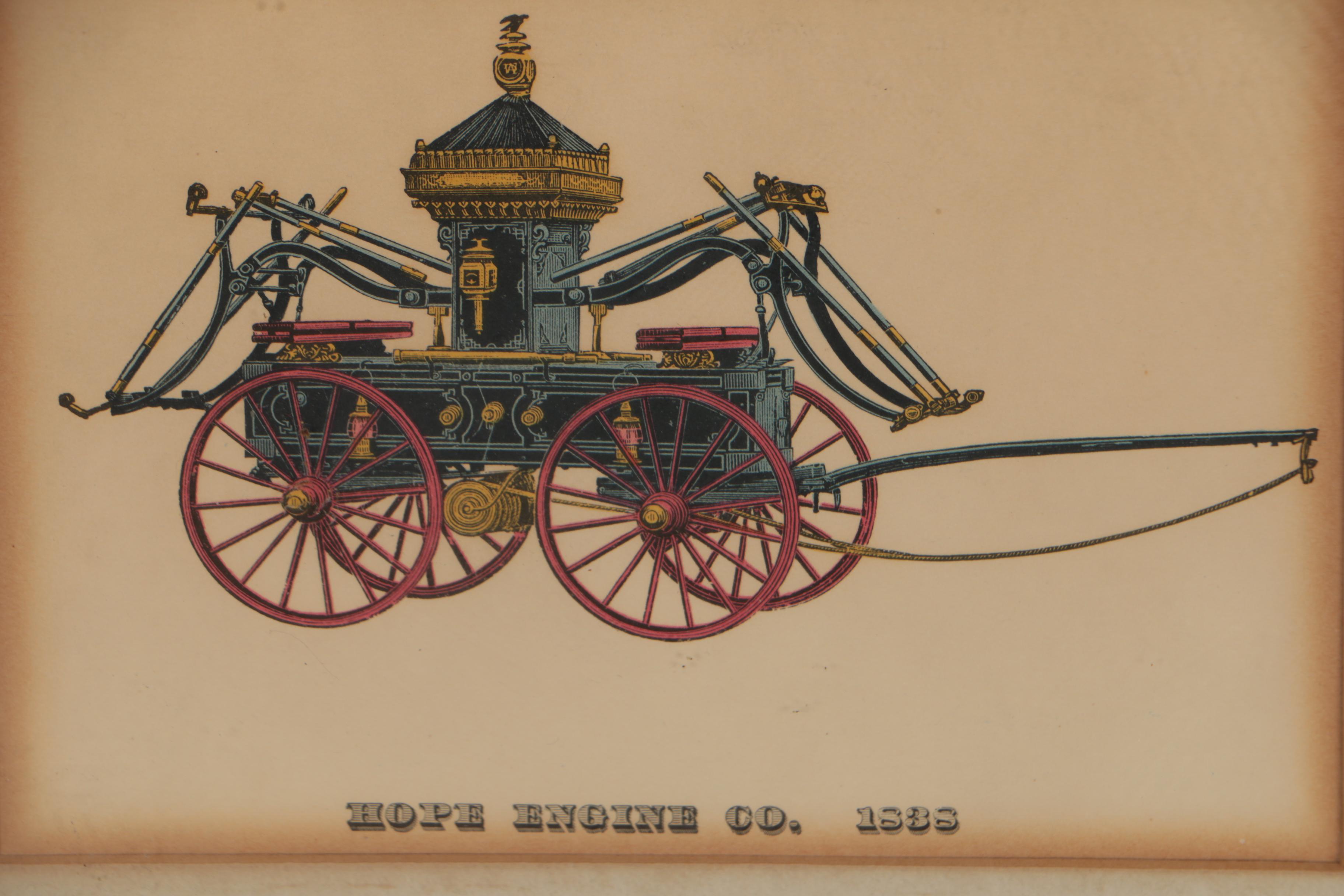 19th Century Fire Engine Halftone Lithographs