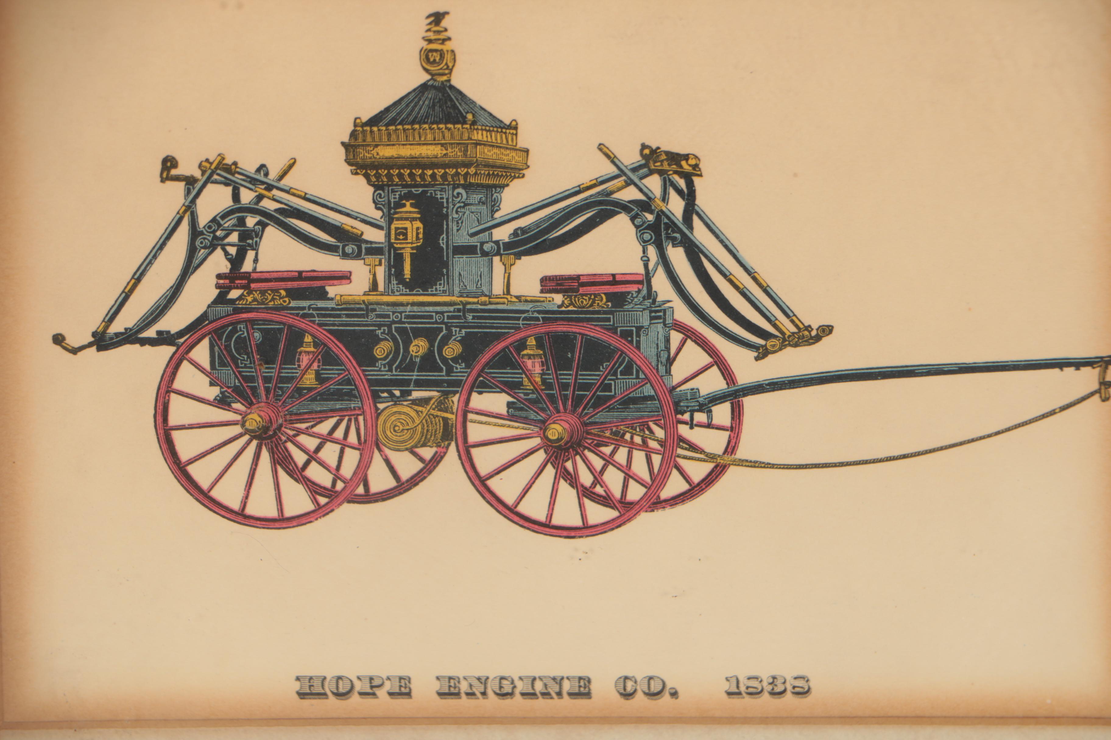 19th Century Fire Engine Halftone Lithographs