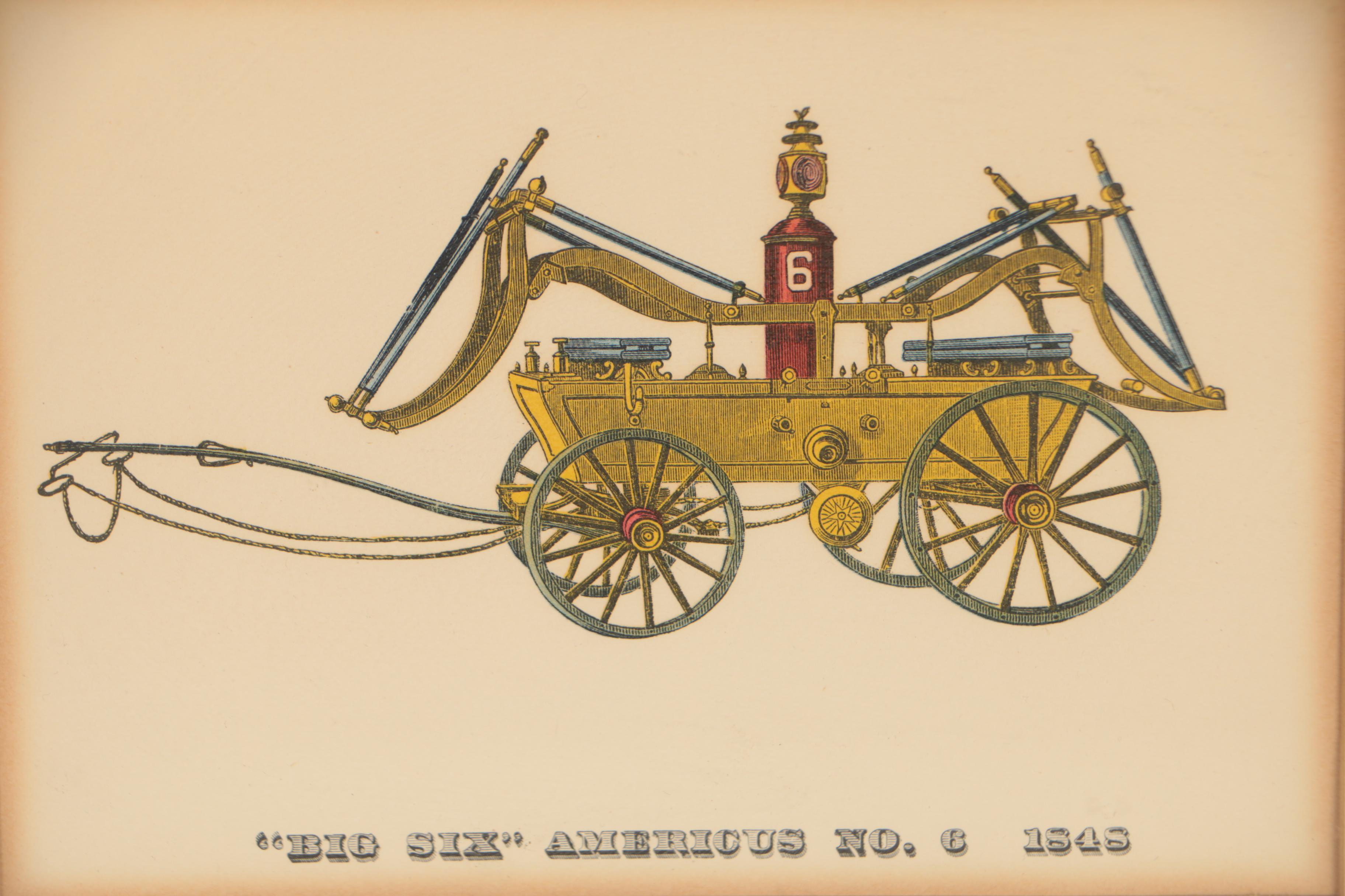 19th Century Fire Engine Halftone Lithographs