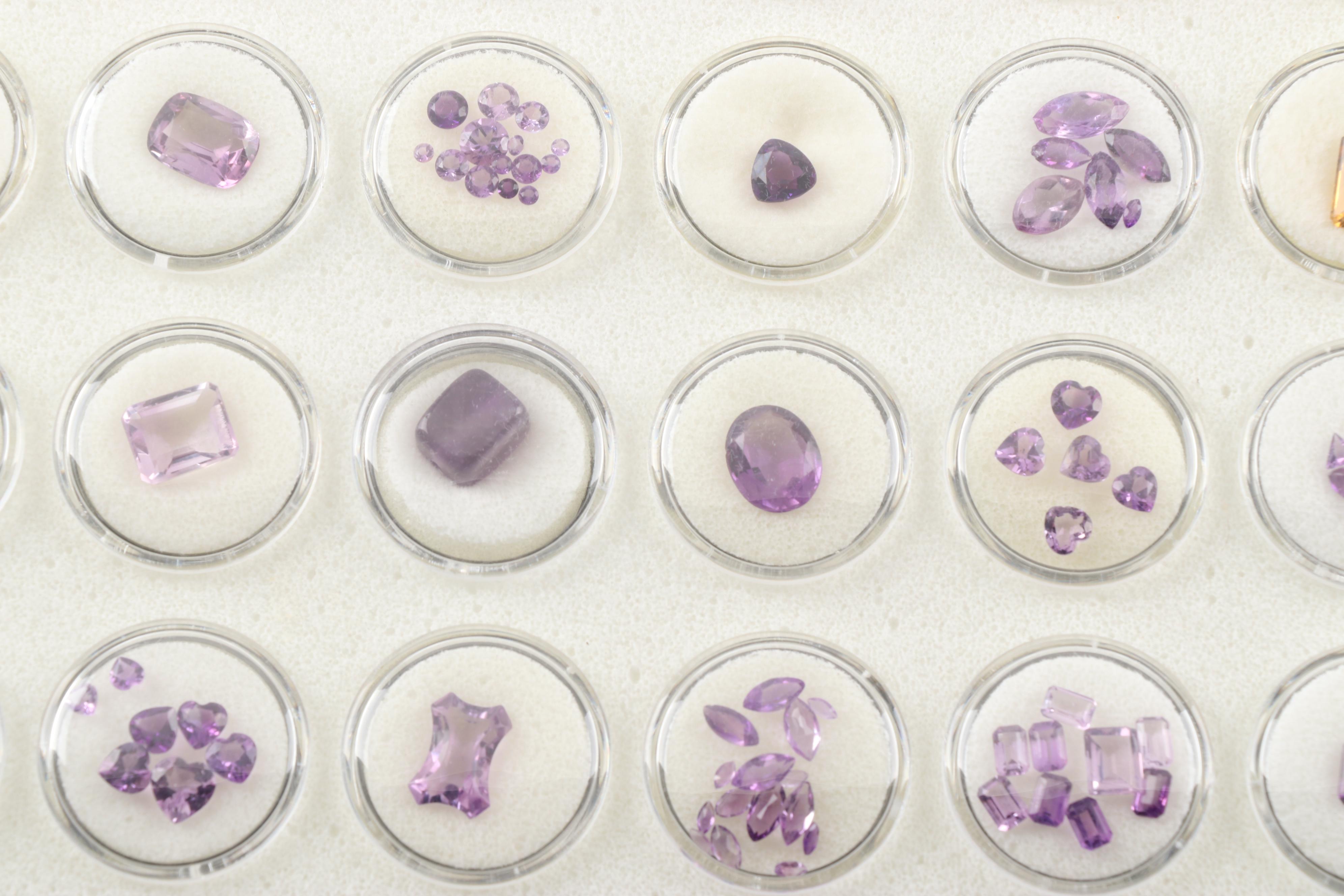 Tray of Loose Gemstones including Amethyst, Citrine, Quartz and Iolite