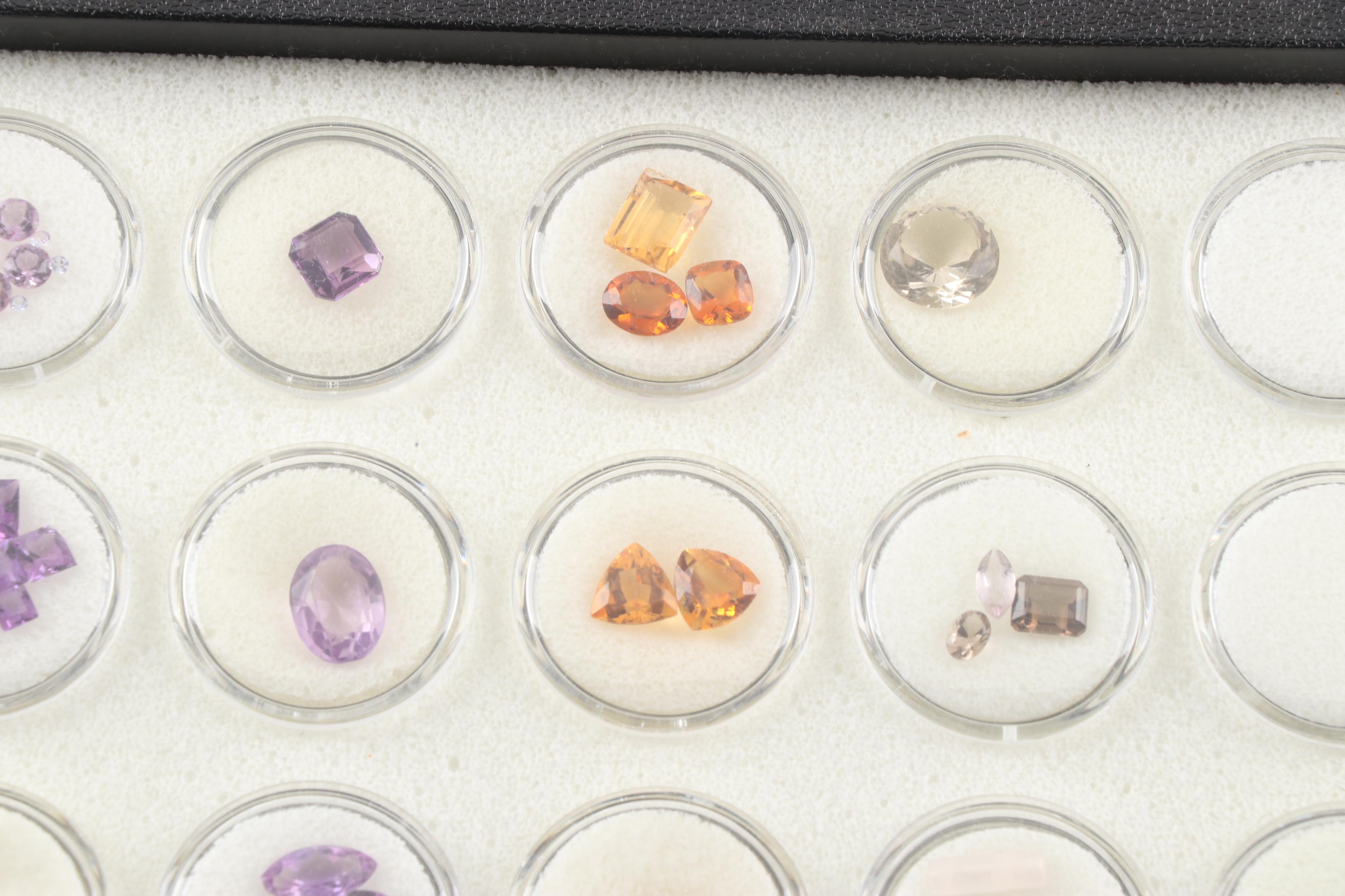 Tray of Loose Gemstones including Amethyst, Citrine, Quartz and Iolite