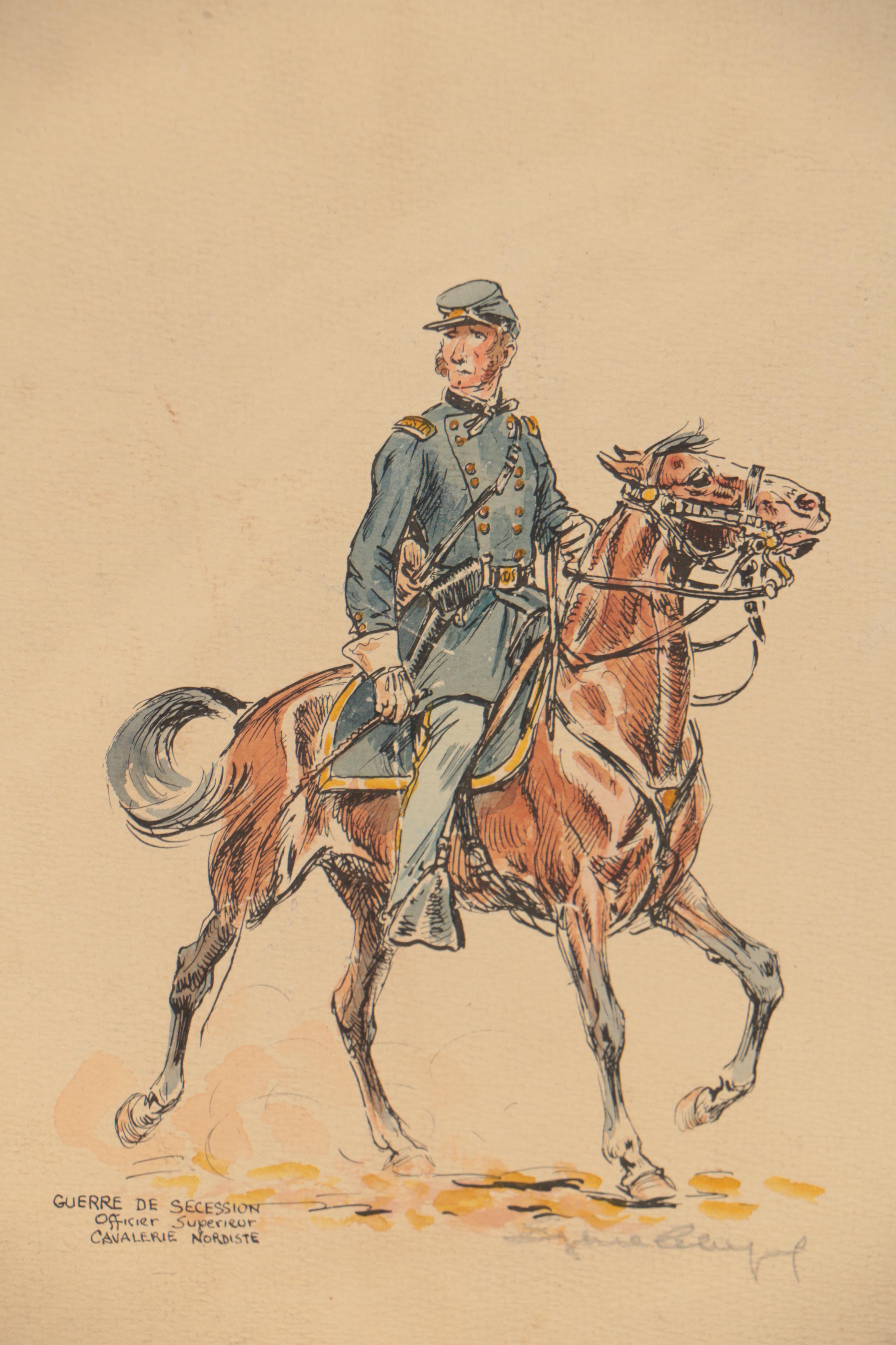 Eugène Leliepvre Lithograph Military Illustrations for "Guerre de Seccesion"