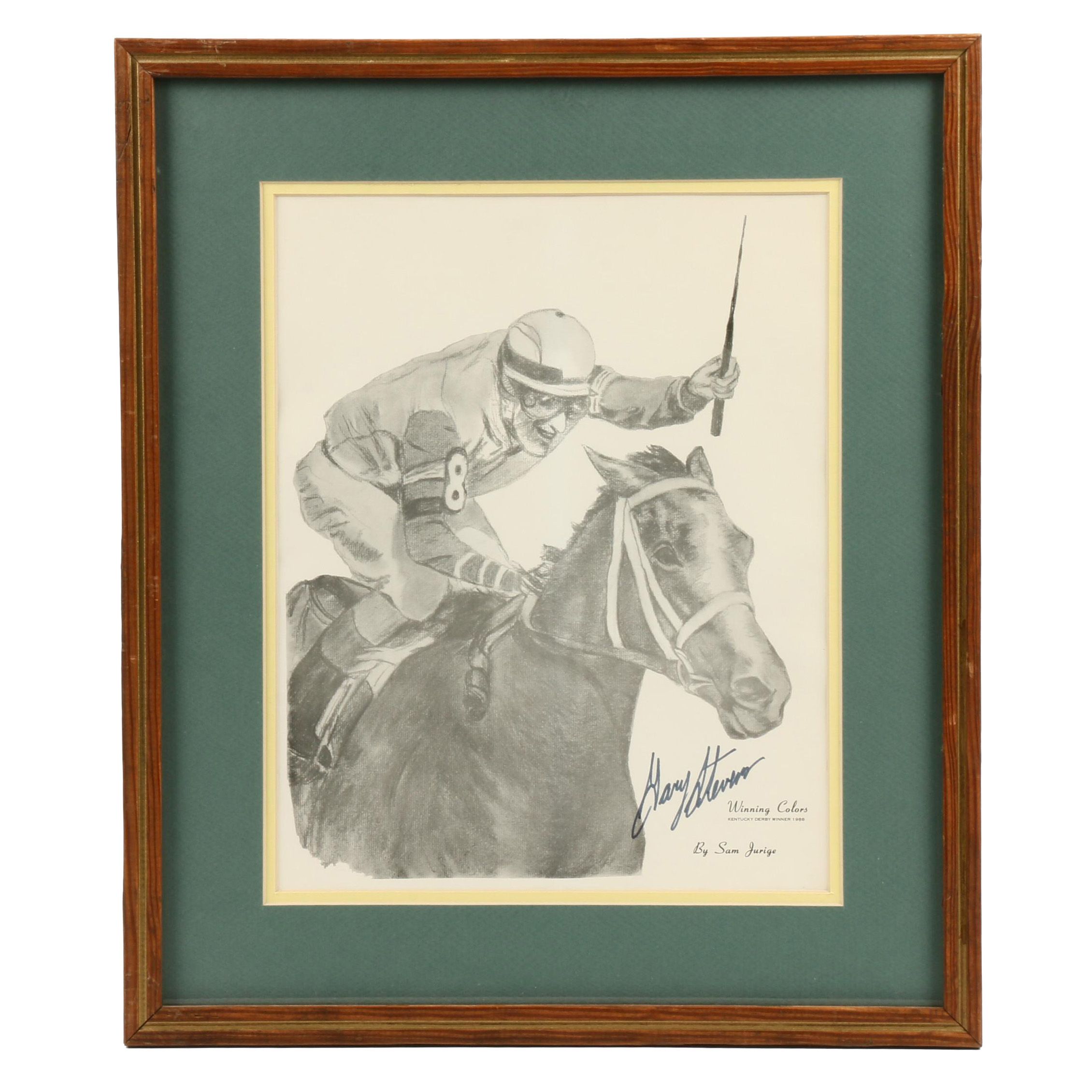 Jockey Gary Stevens Signed Print of Kentucky Derby Winner Winning Colors