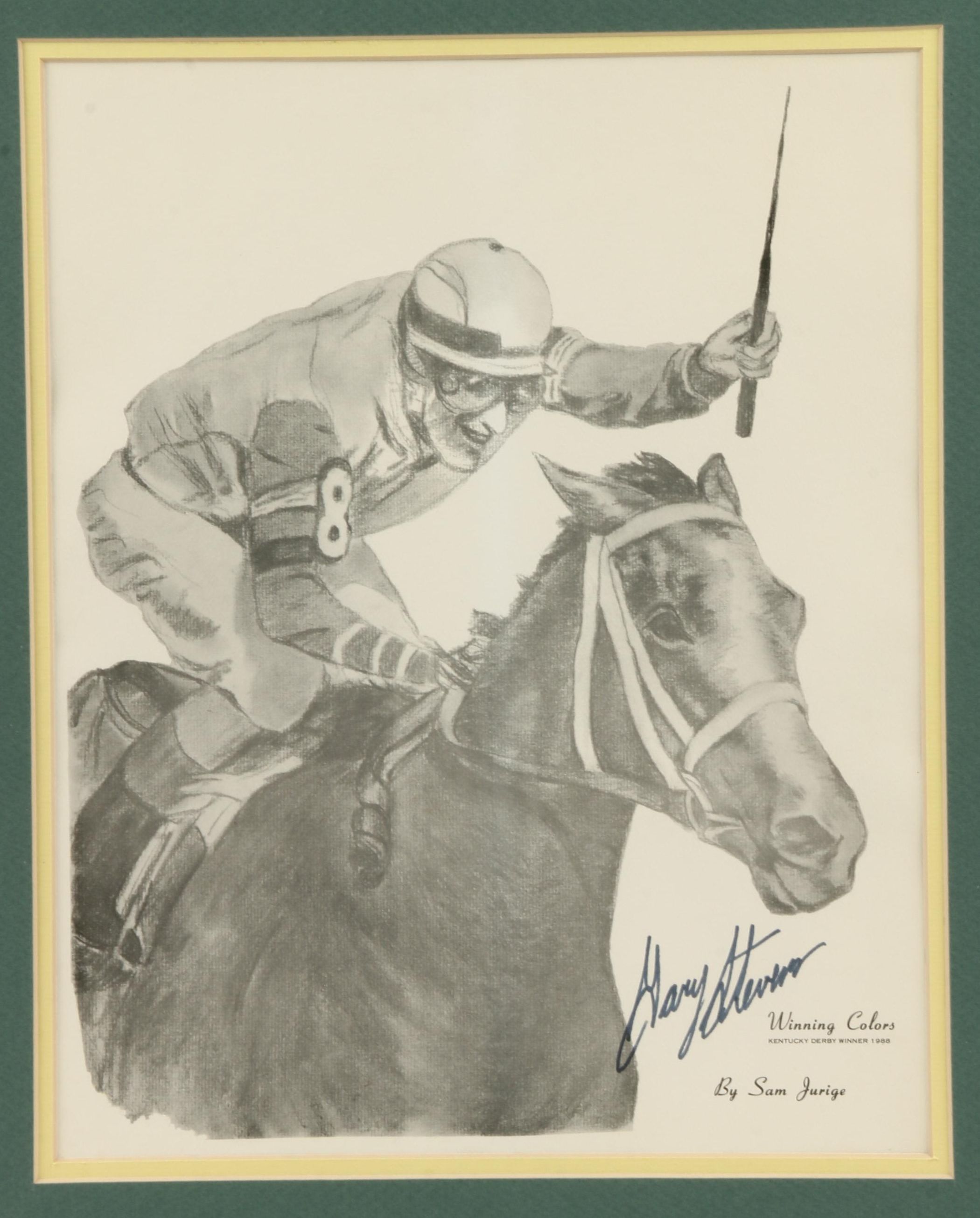 Jockey Gary Stevens Signed Print of Kentucky Derby Winner Winning Colors