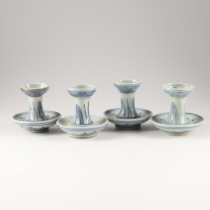 Chinese Ceramic Candleholders, Vintage