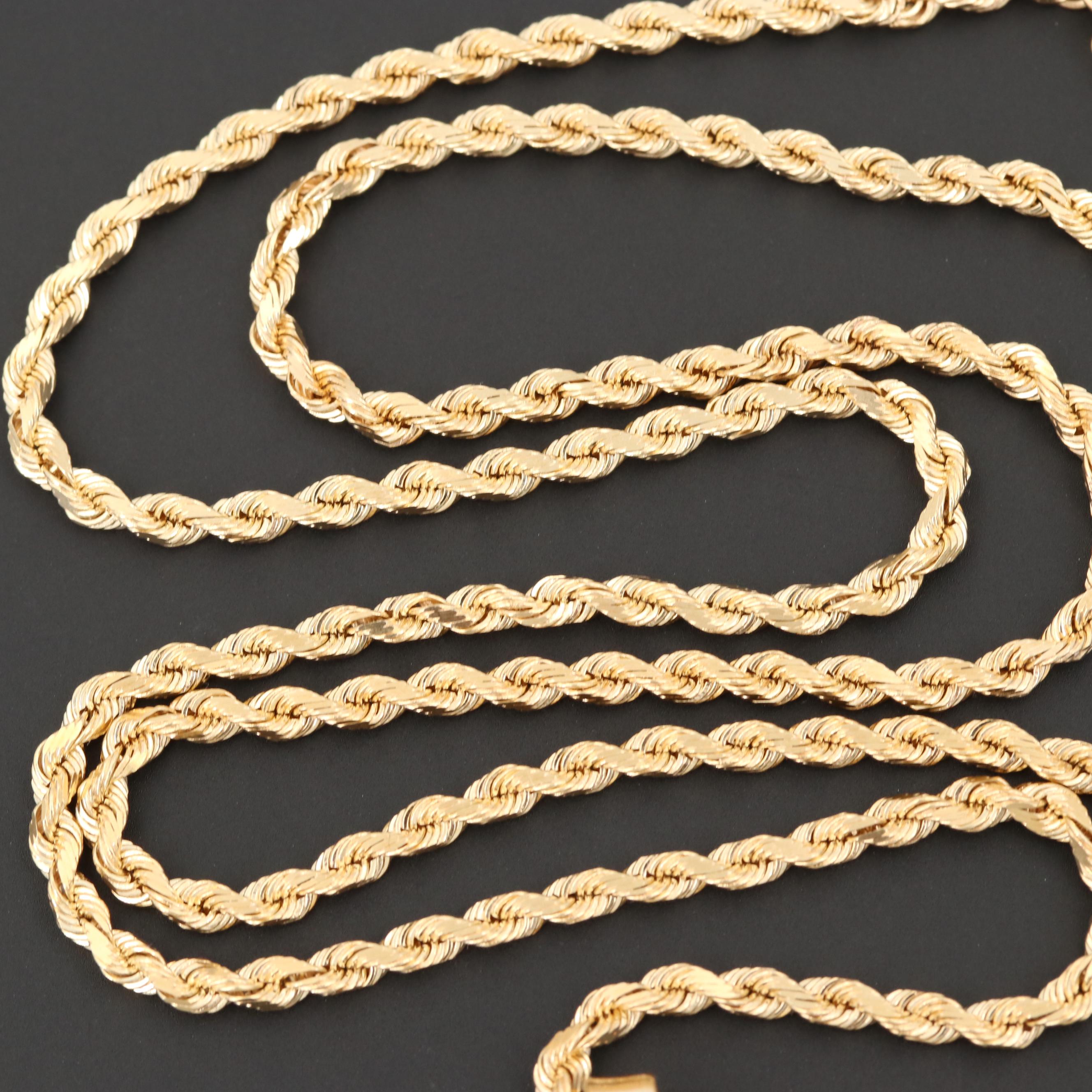 14K Yellow Gold Diamond Pendant and Fancy Chain Necklace