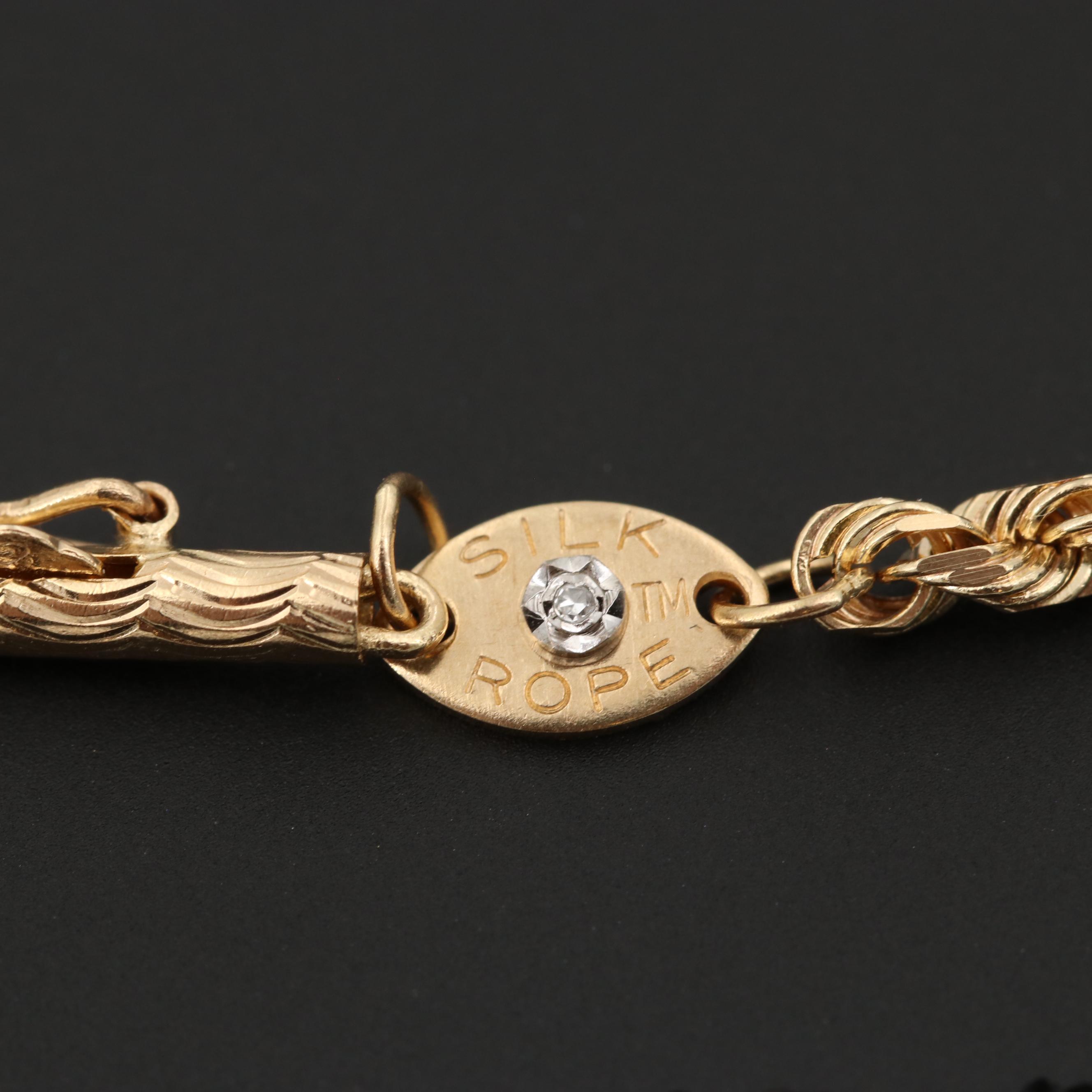 14K Yellow Gold Diamond Pendant and Fancy Chain Necklace