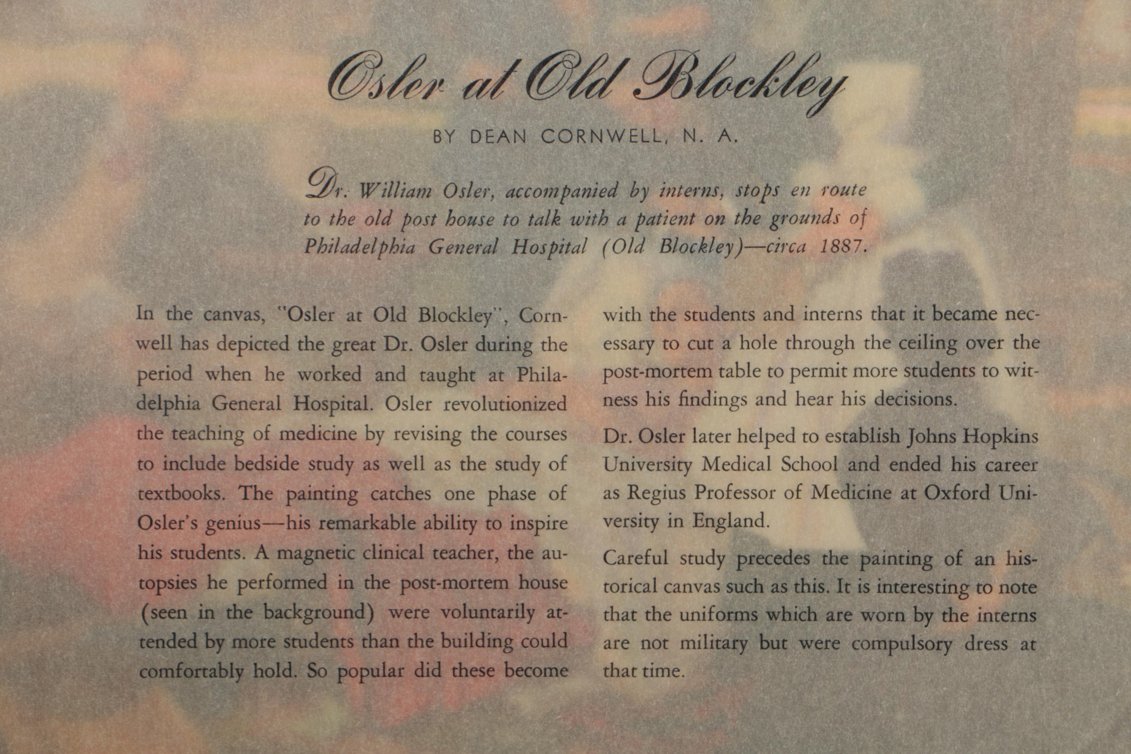 Offset Lithographs after Dean Cornwell "Pioneers of American Medicine" Series