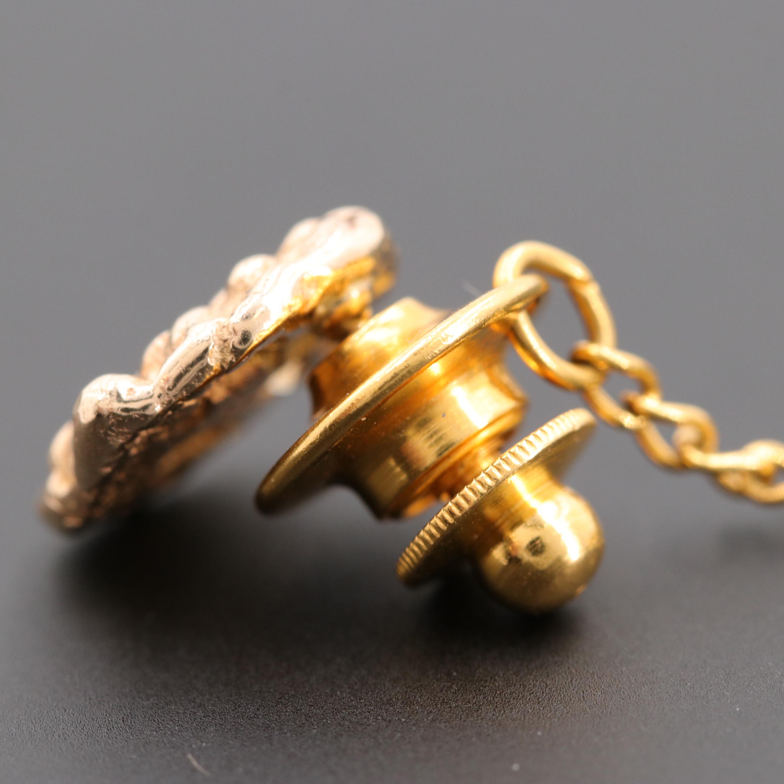 14K Yellow Gold Nugget Style Diamond Tie Tack