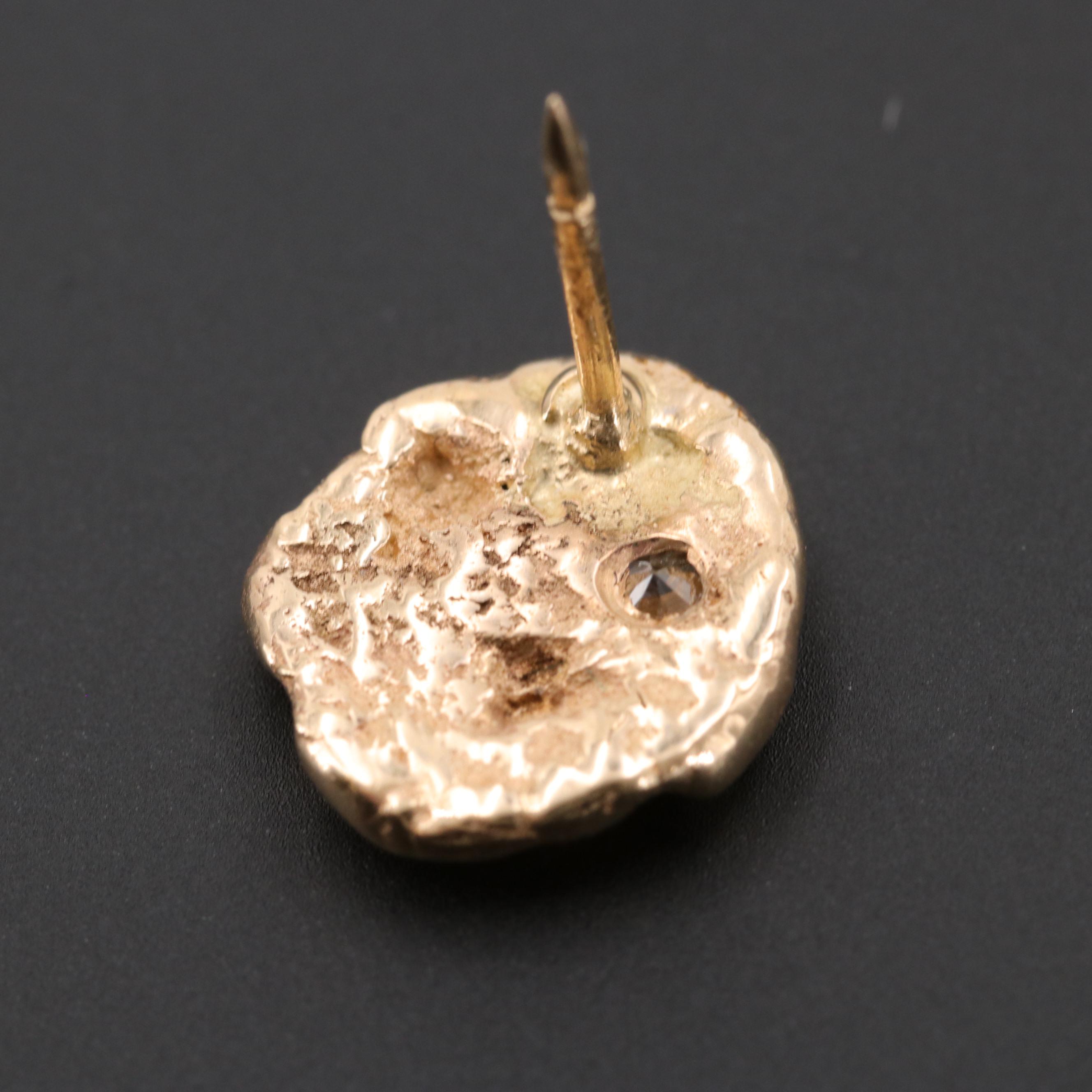 14K Yellow Gold Nugget Style Diamond Tie Tack