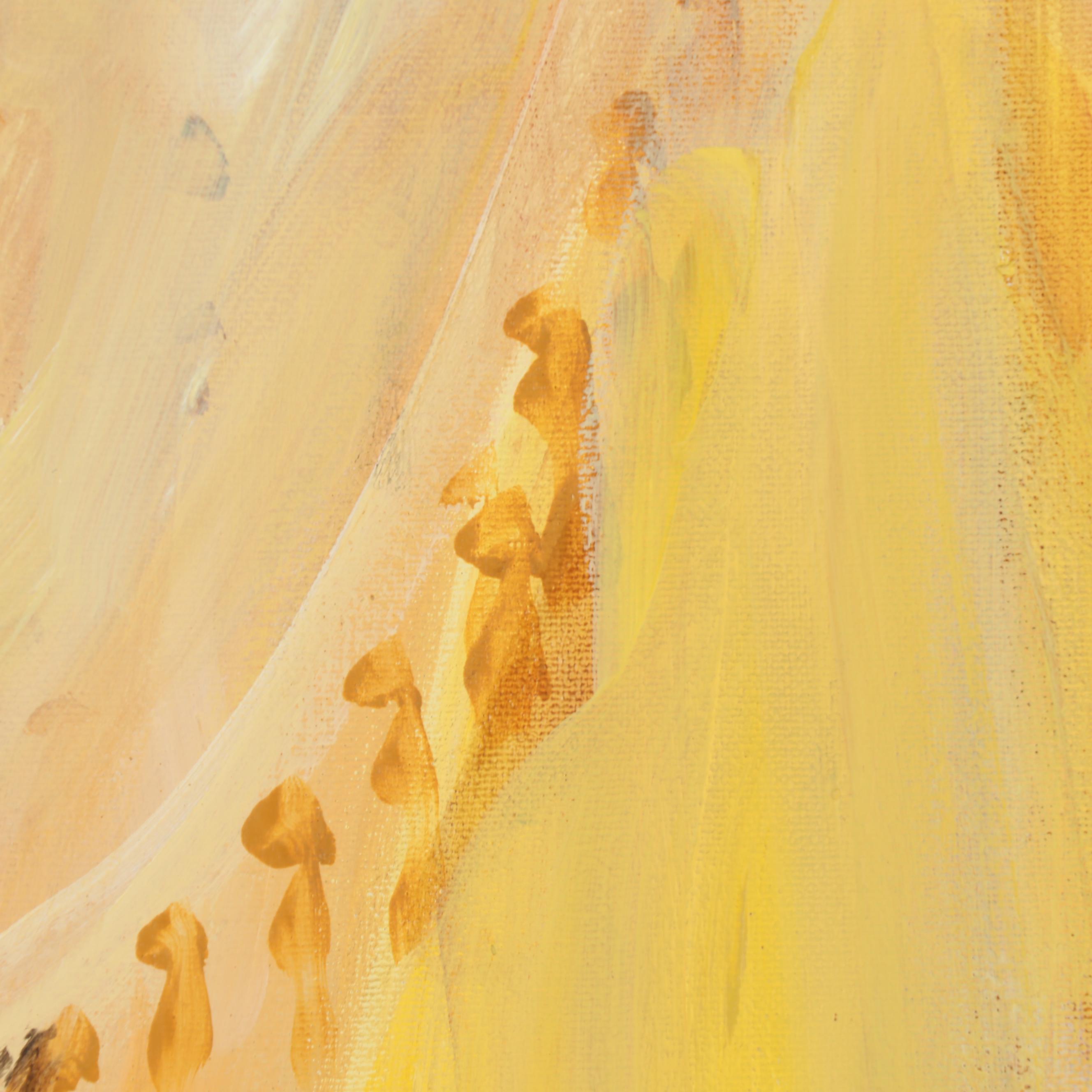 Darrah Dean Gooden Full-Length Oil Portrait of Woman in Yellow Gown