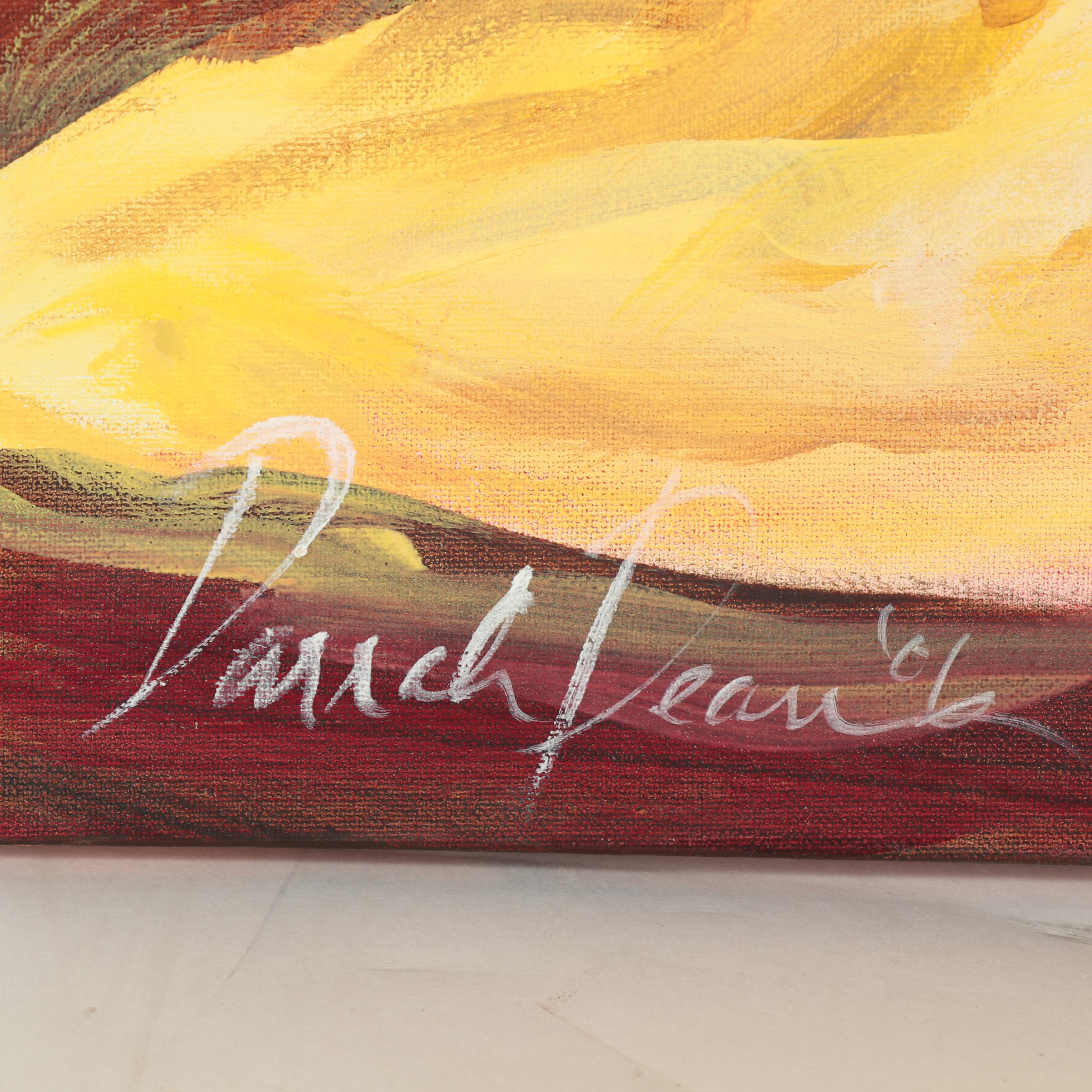 Darrah Dean Gooden Full-Length Oil Portrait of Woman in Yellow Gown