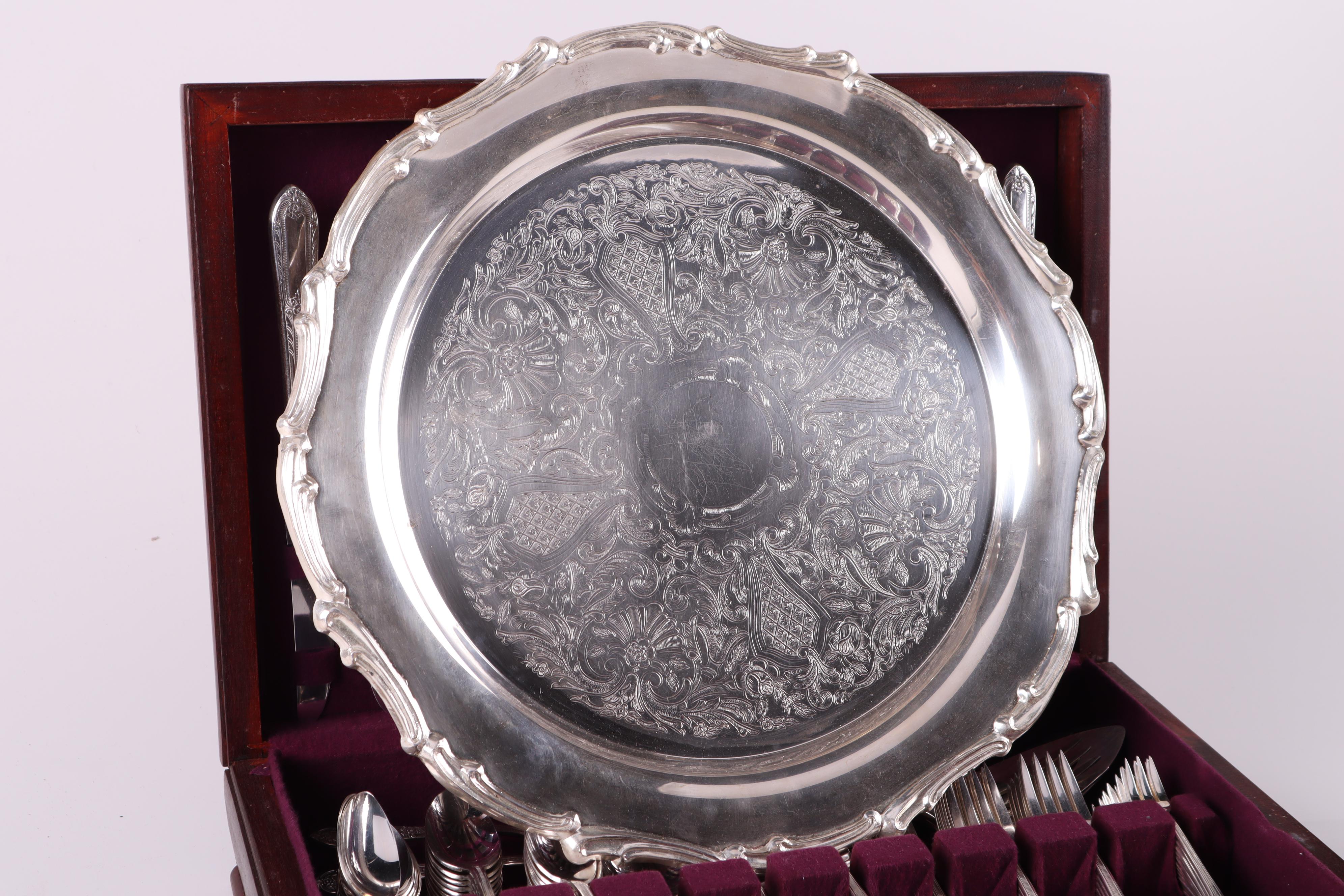 Wm Rogers Silverplate Flatware with Leonard Tray