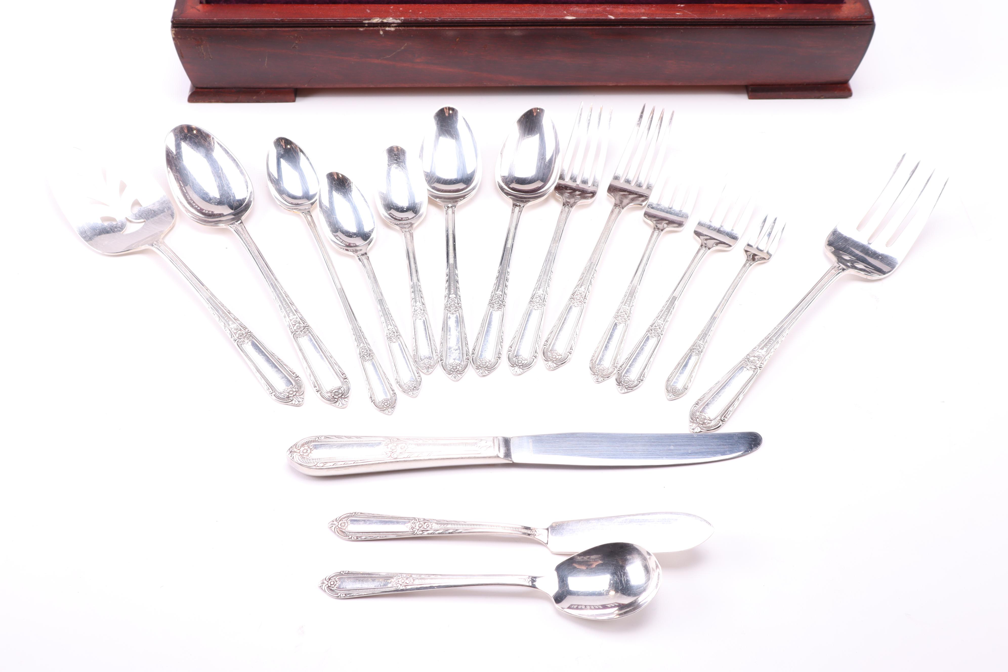 Wm Rogers Silverplate Flatware with Leonard Tray