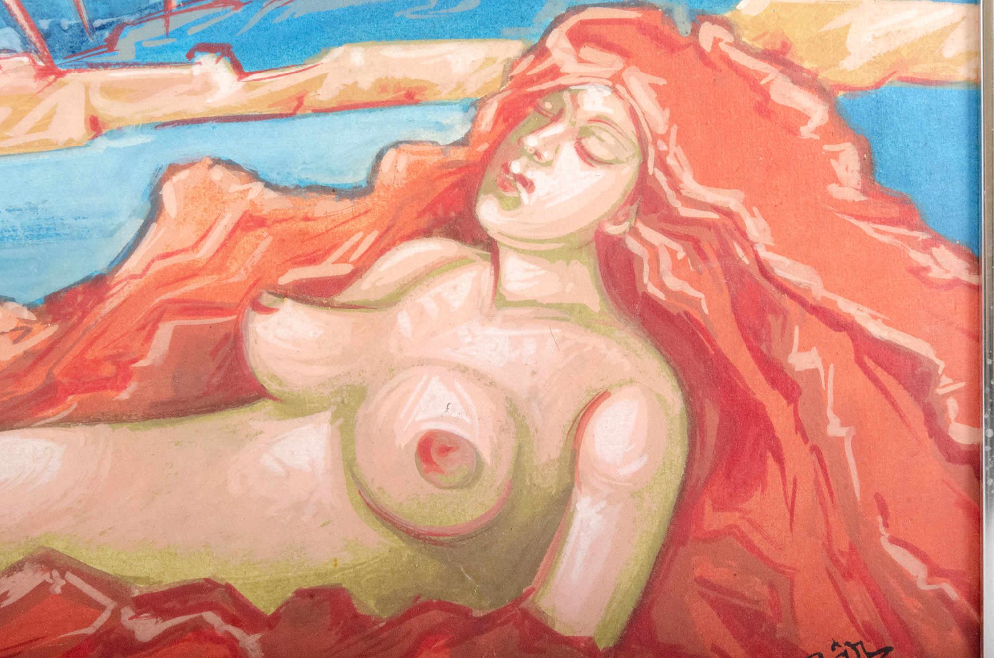 21st Century Oil Painting of Female Nude with Horses