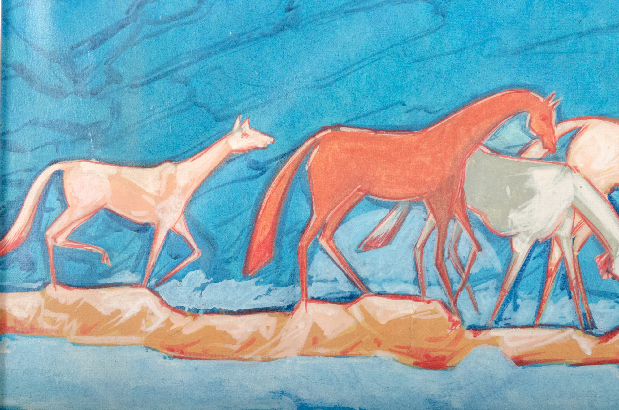 21st Century Oil Painting of Female Nude with Horses