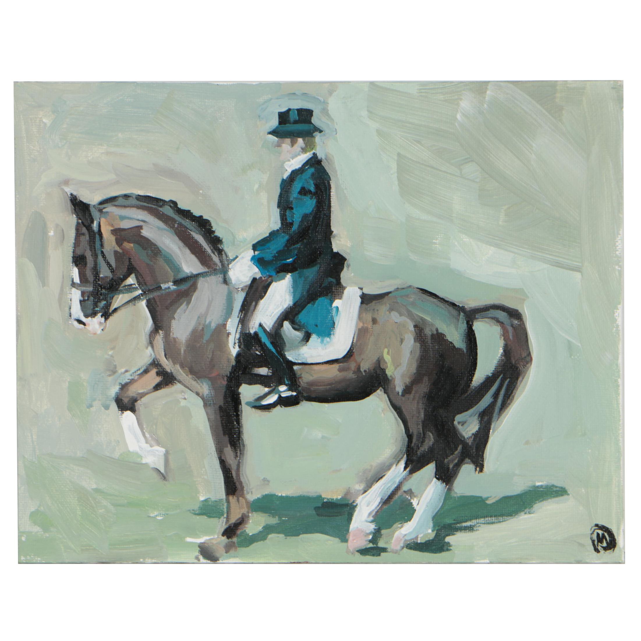 Martin Azari Oil Painting "Horse and Rider"