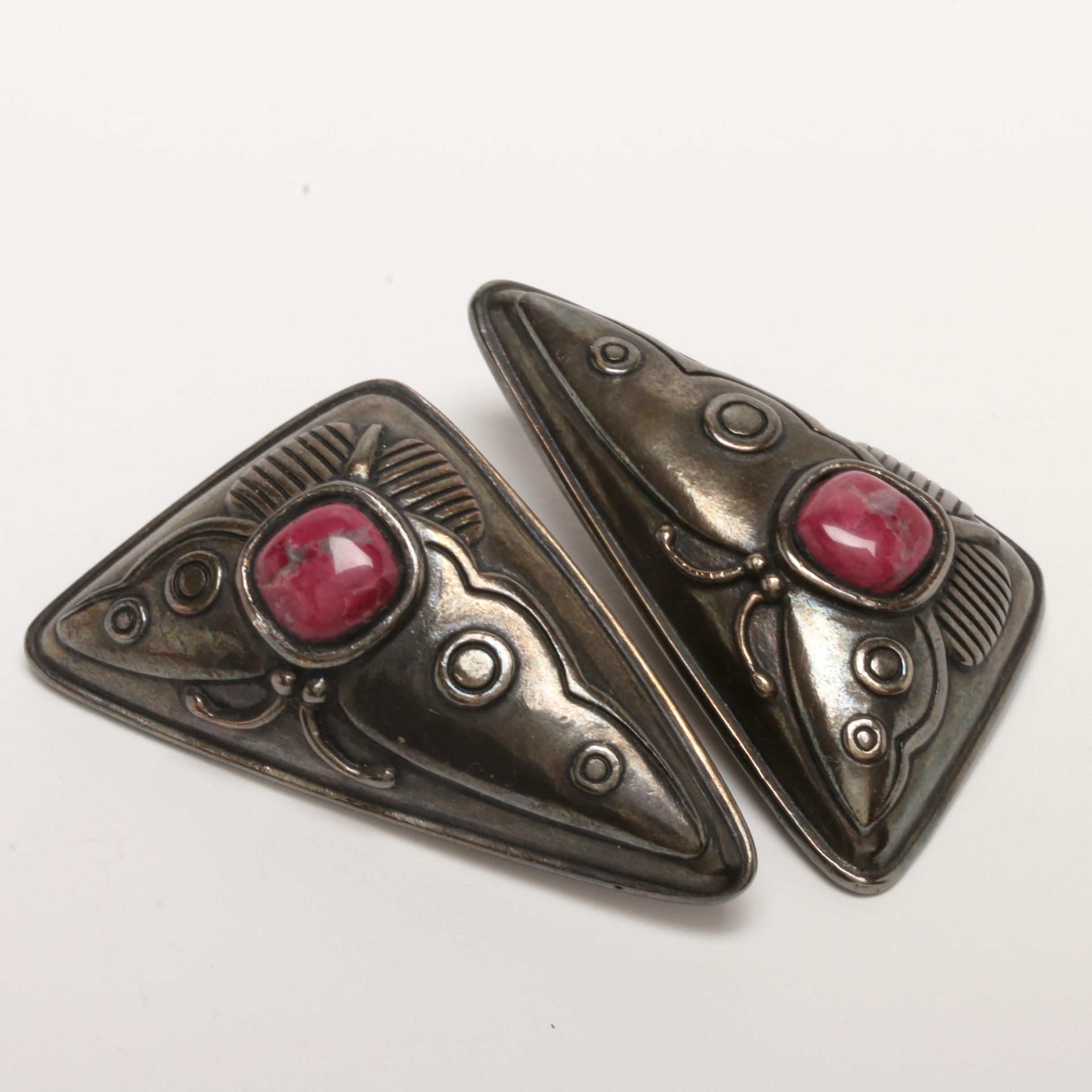 Vintage Laurel Burch Clip-on Silver Tone Earrings