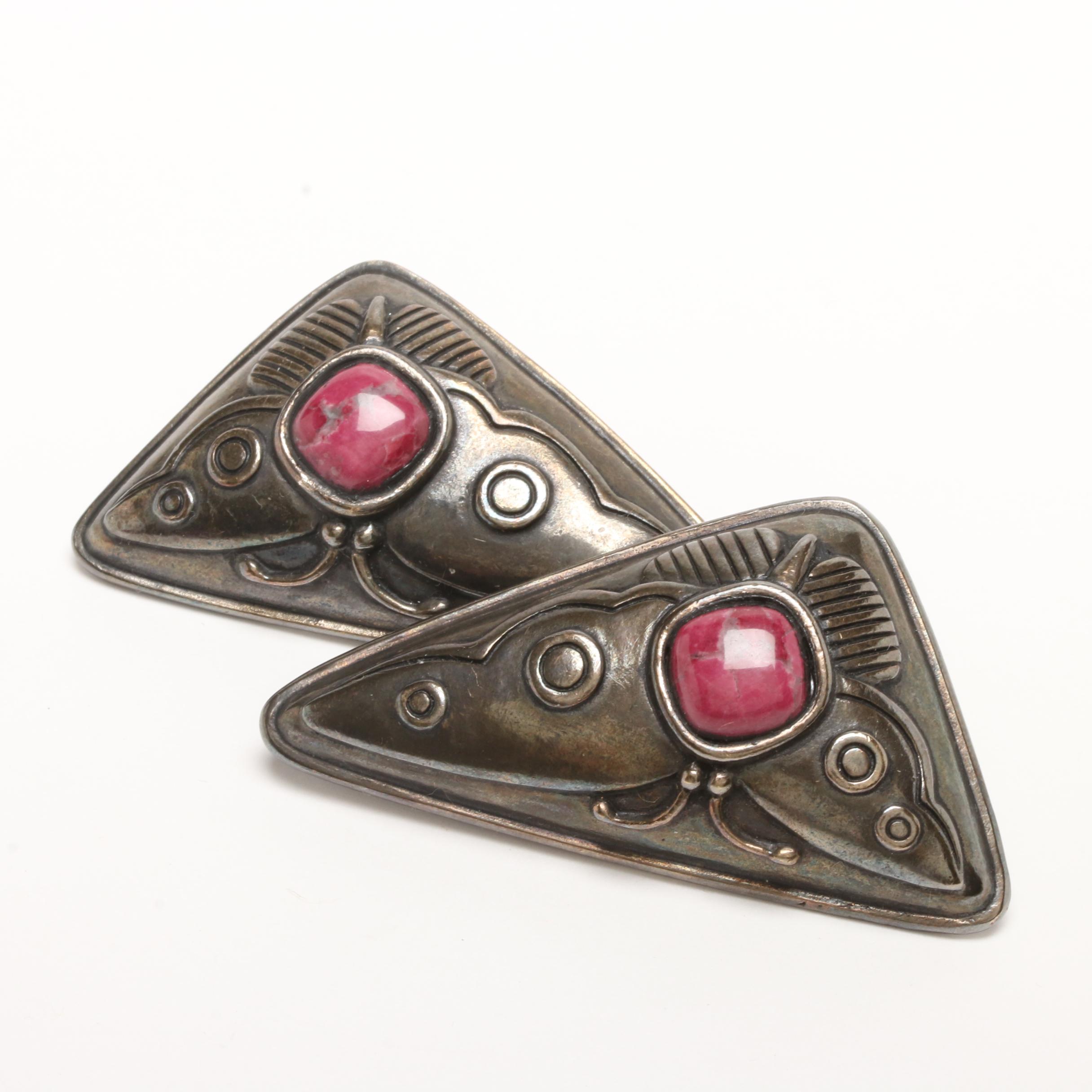 Vintage Laurel Burch Clip-on Silver Tone Earrings