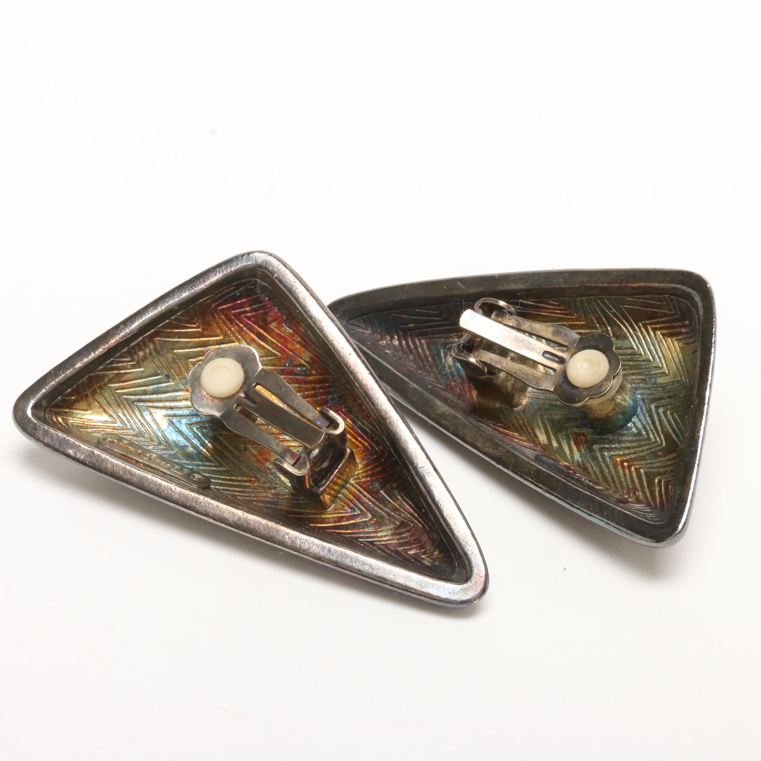 Vintage Laurel Burch Clip-on Silver Tone Earrings