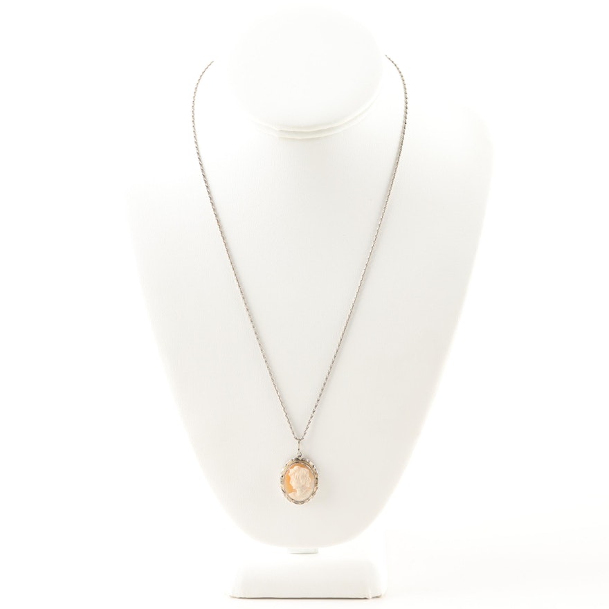 Sterling Silver Shell Cameo Pendant Necklace
