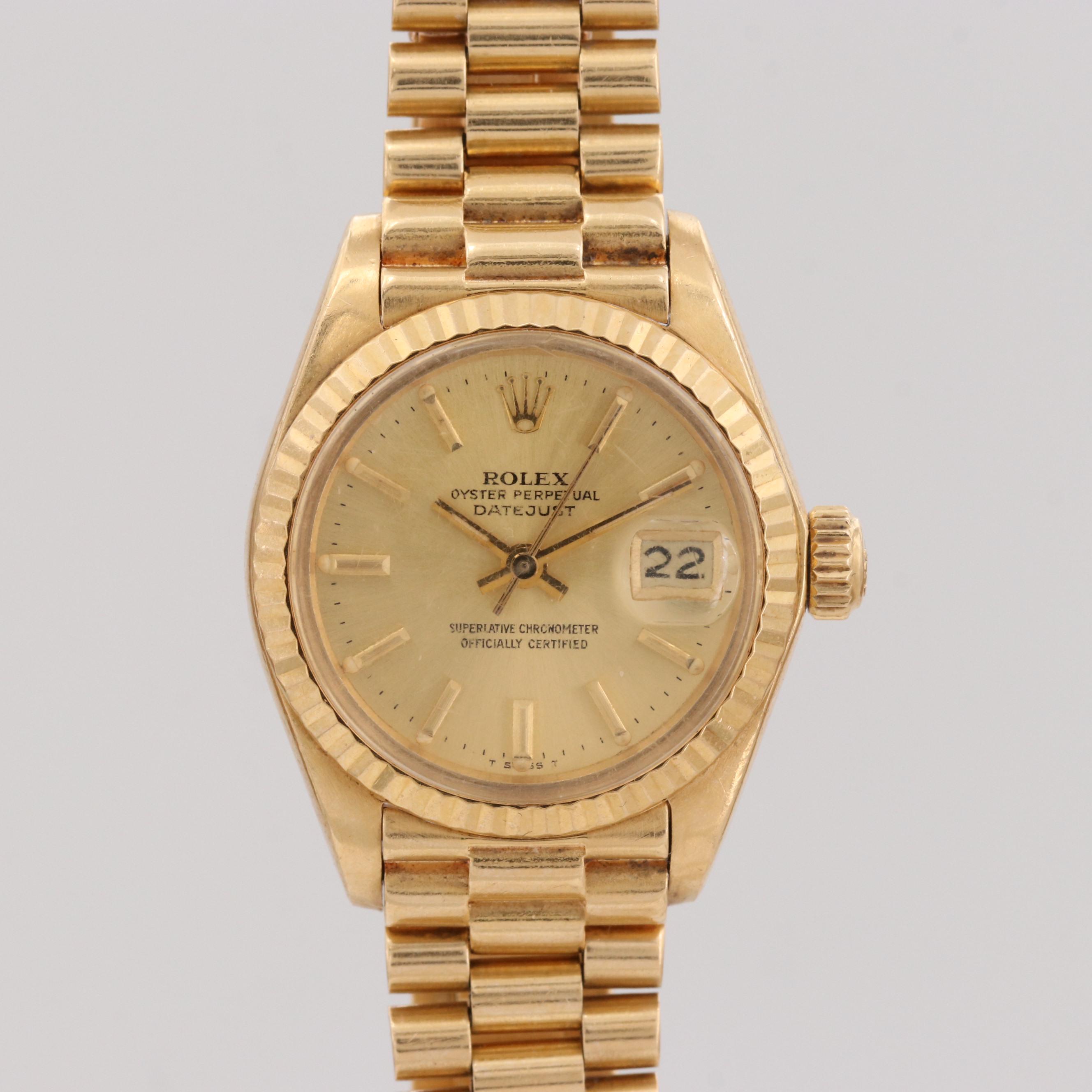 Rolex Ladies President Datejust 18K Yellow Gold Watch, 1979
