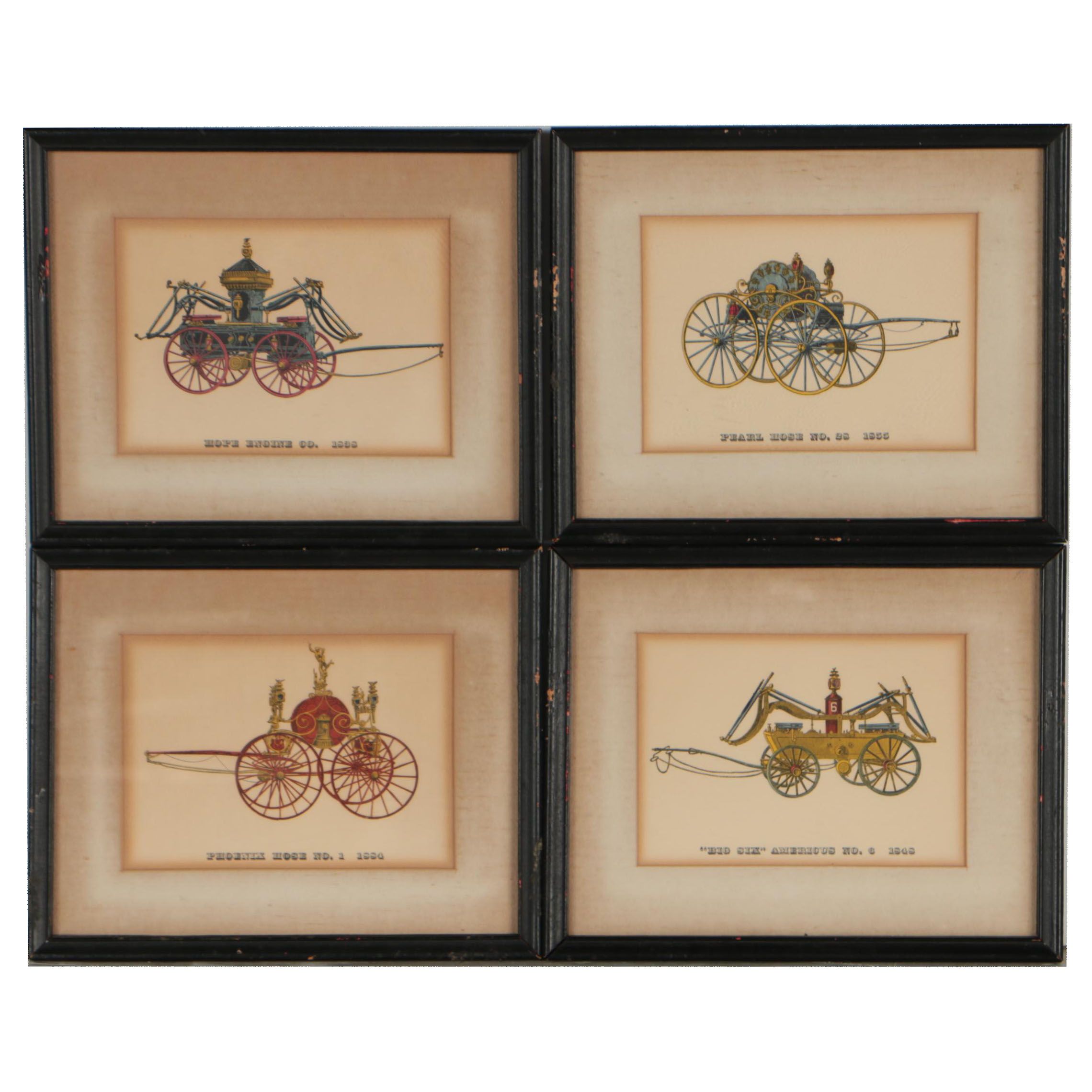 19th Century Fire Engine Halftone Lithographs