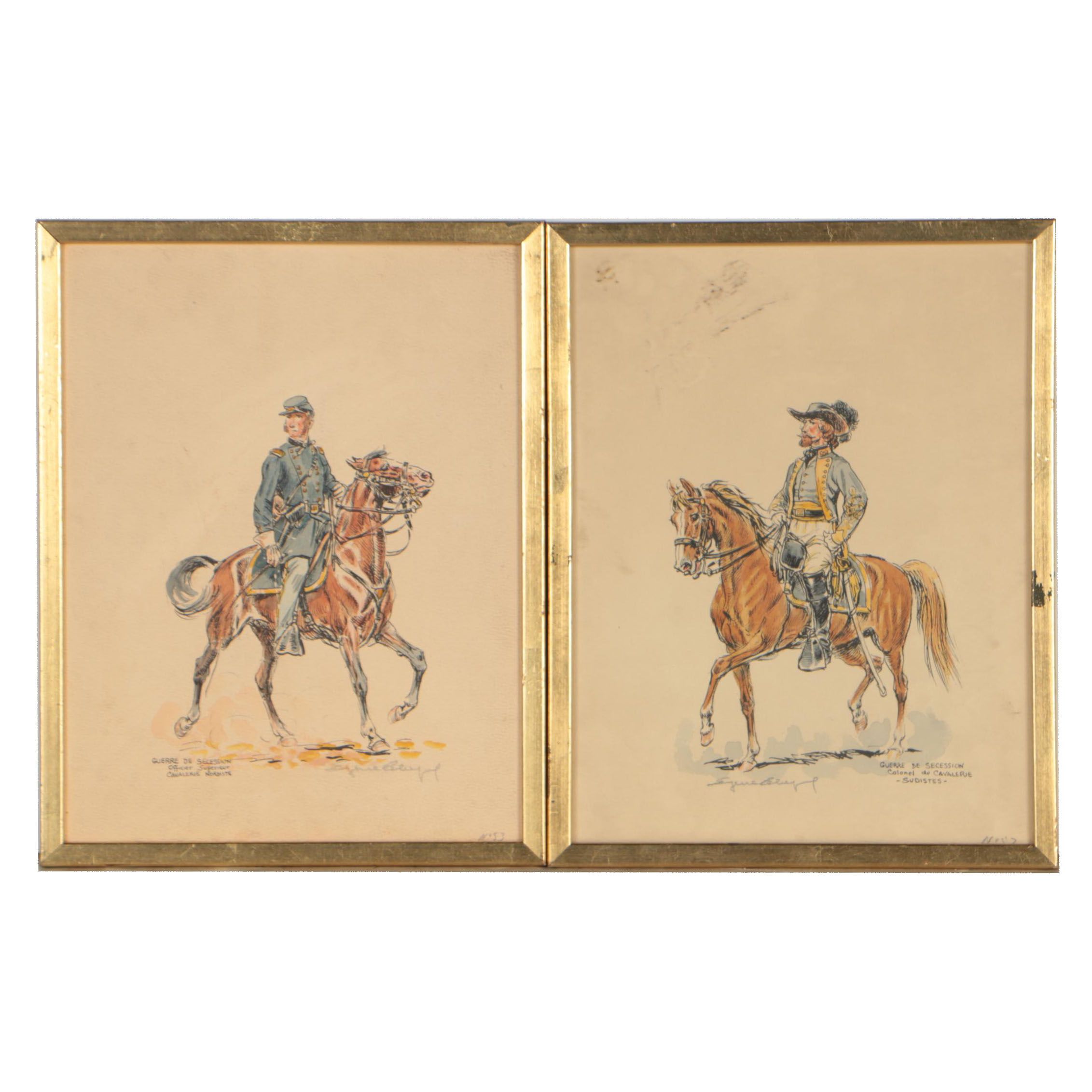 Eugène Leliepvre Lithograph Military Illustrations for "Guerre de Seccesion"