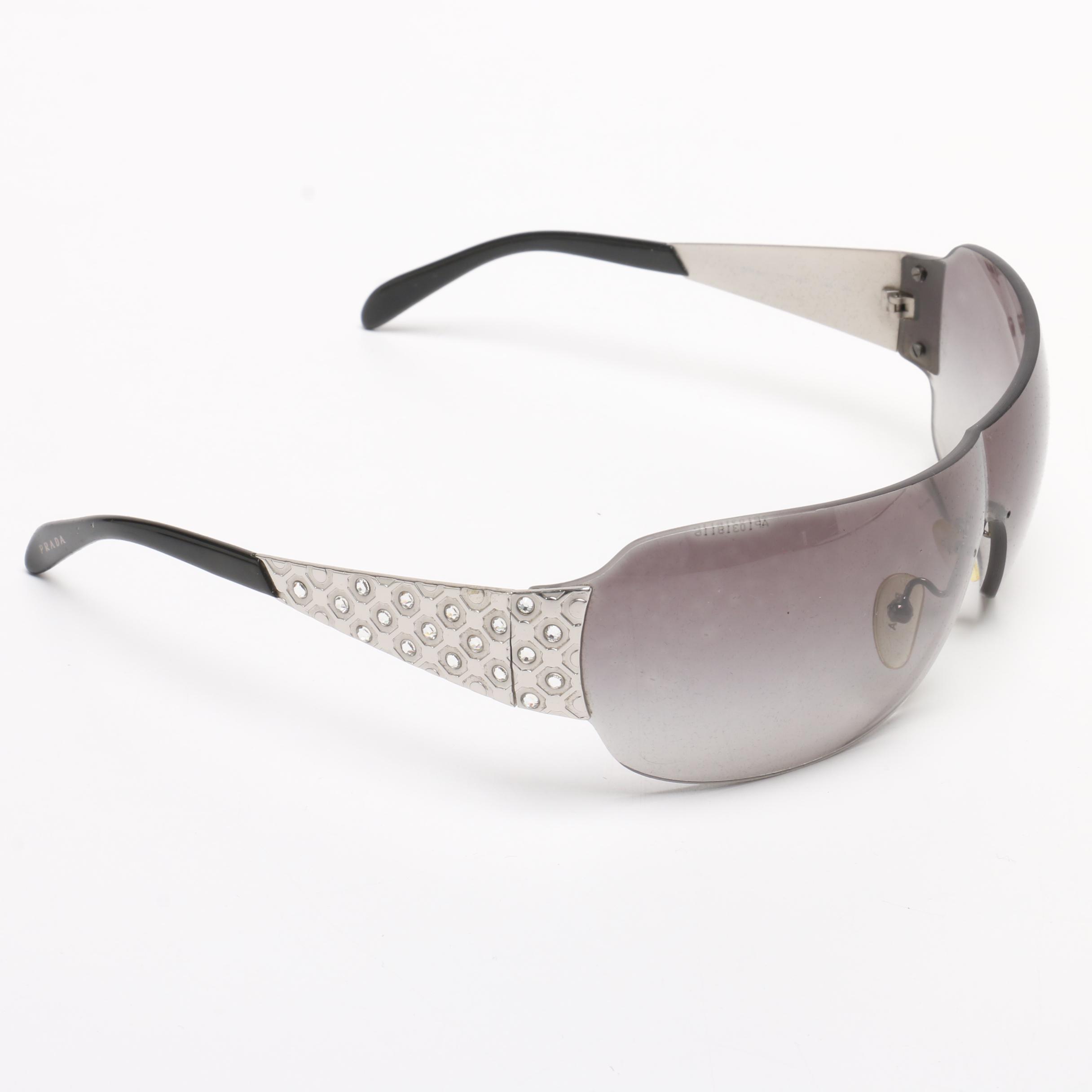 Prada Shield Sunglasses with Rhinestone Accents and Other Designer Sunglasses