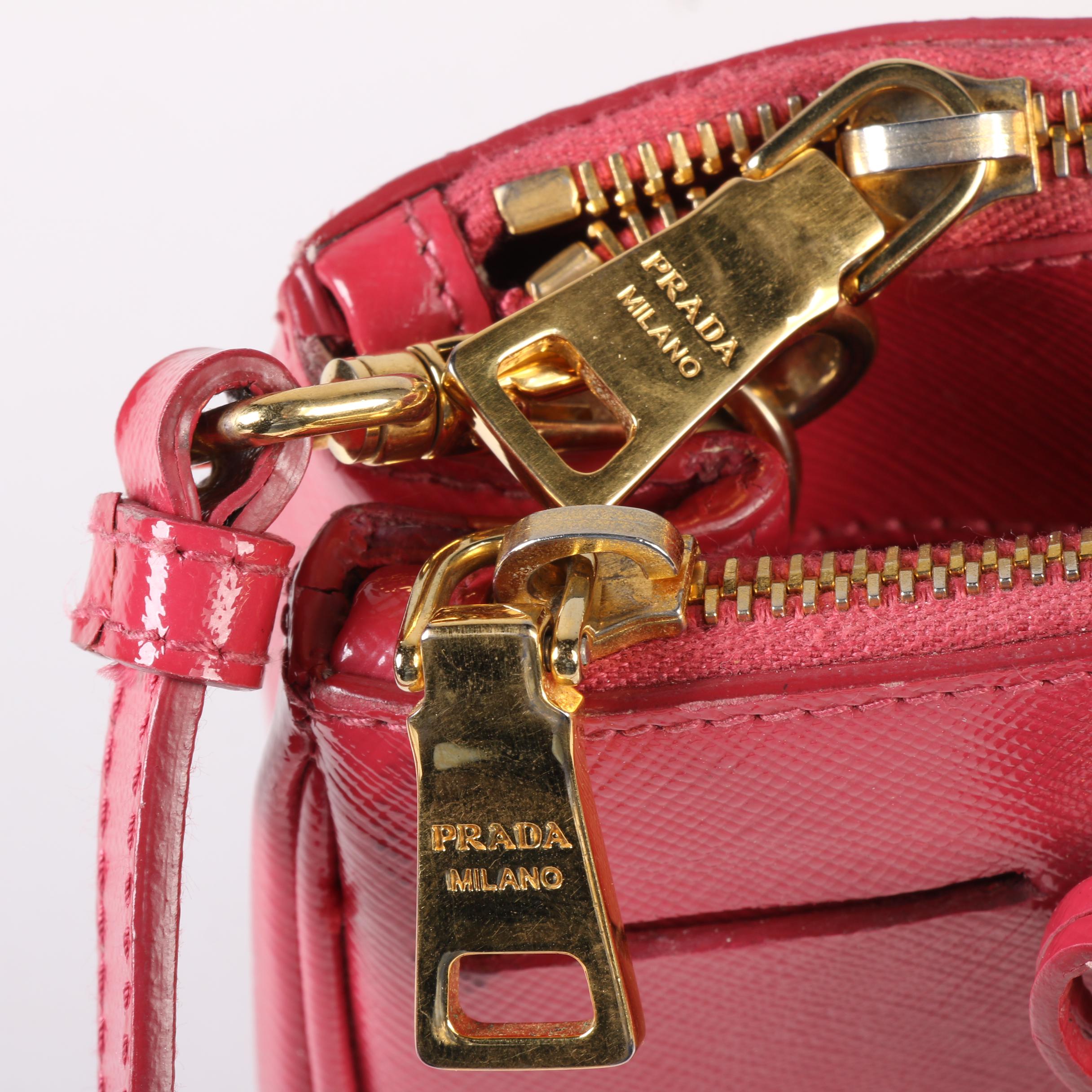 Prada Micro Galleria Two Way Handbag in Peonia Saffiano Leather
