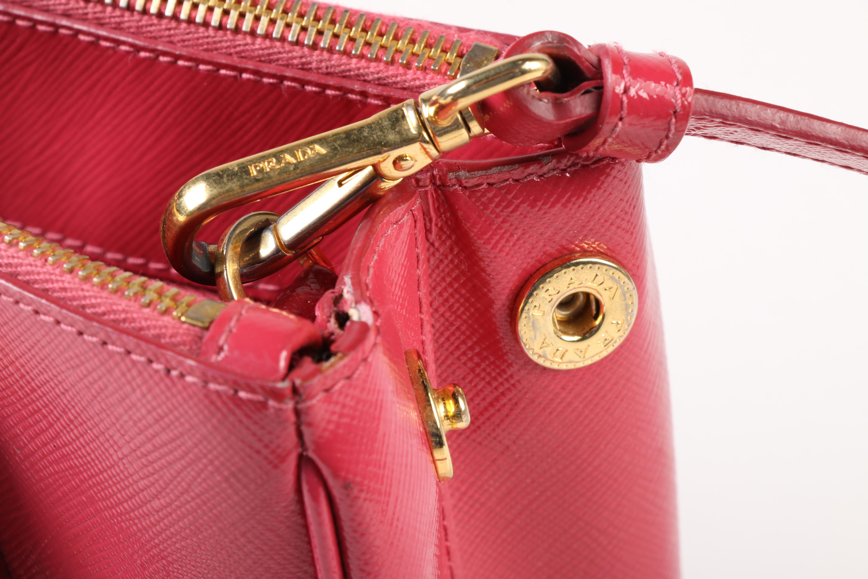 Prada Micro Galleria Two Way Handbag in Peonia Saffiano Leather