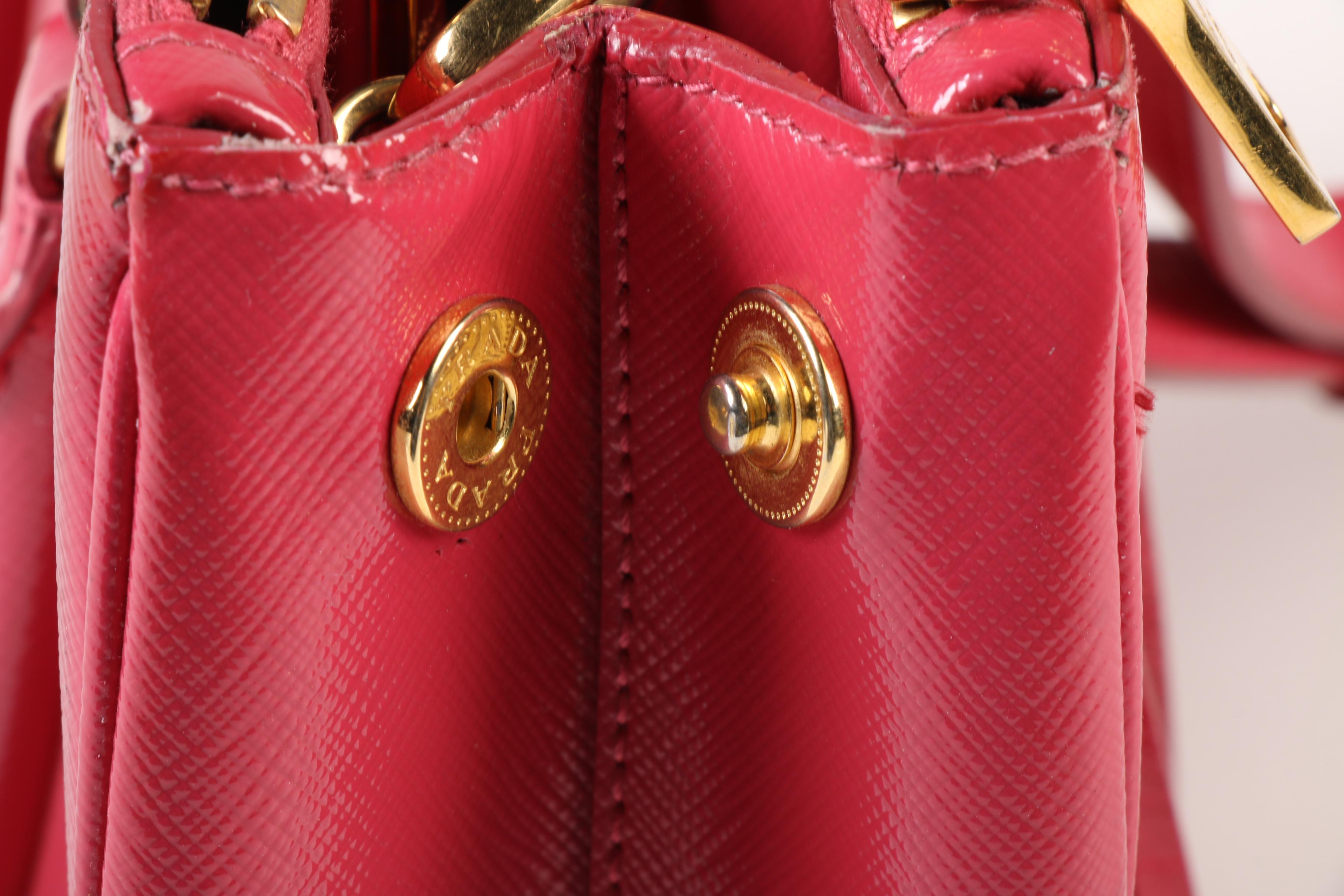 Prada Micro Galleria Two Way Handbag in Peonia Saffiano Leather