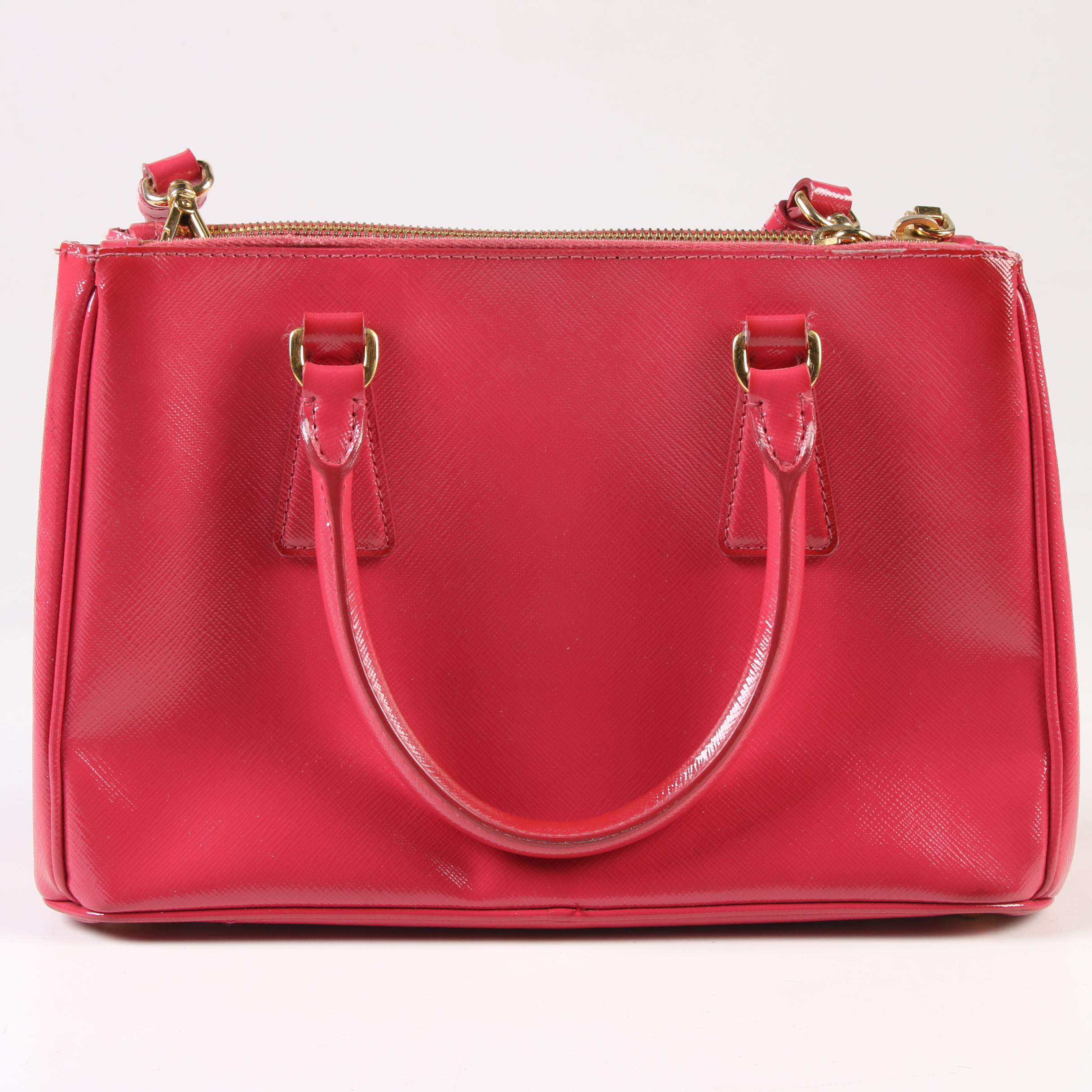Prada Micro Galleria Two Way Handbag in Peonia Saffiano Leather