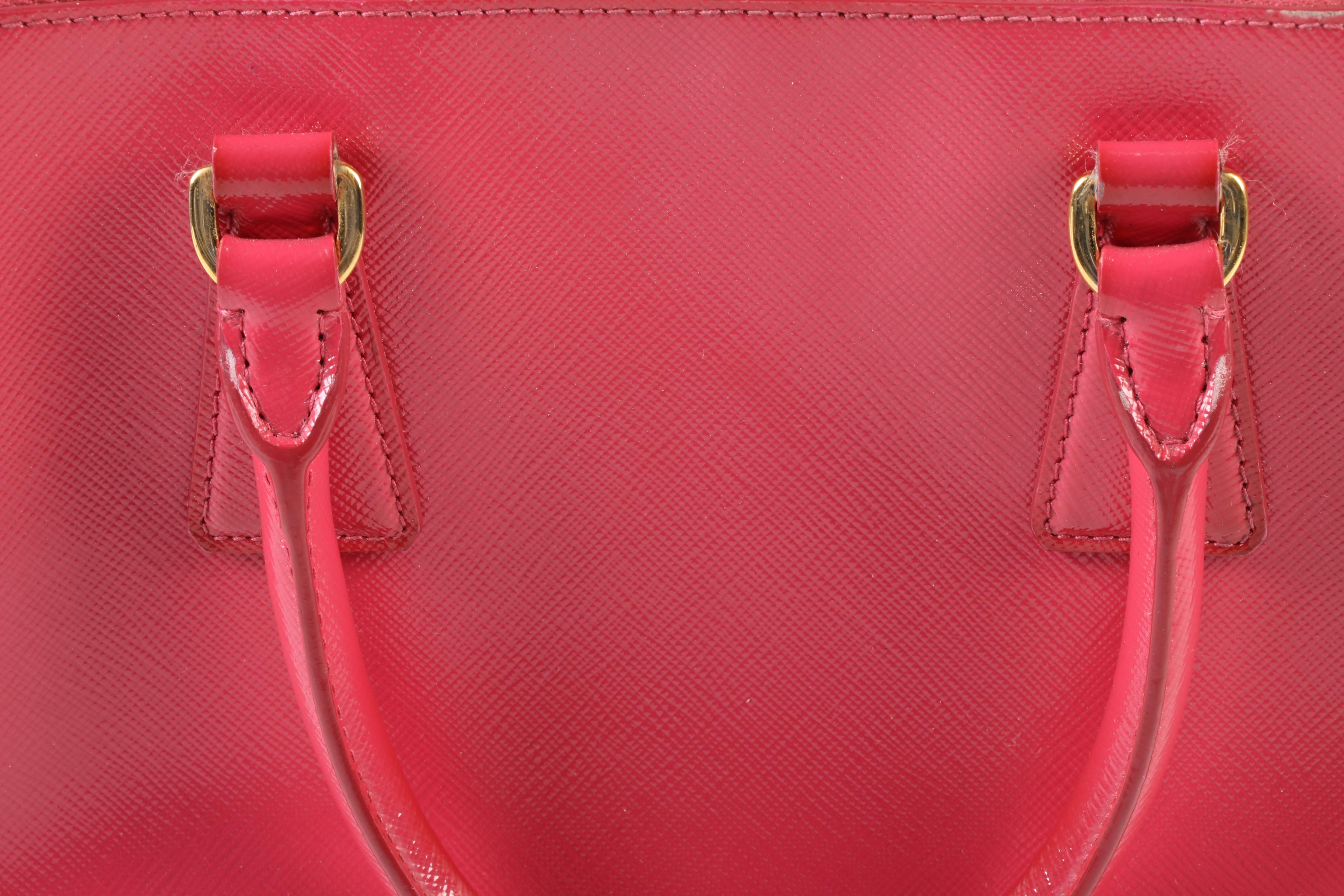 Prada Micro Galleria Two Way Handbag in Peonia Saffiano Leather