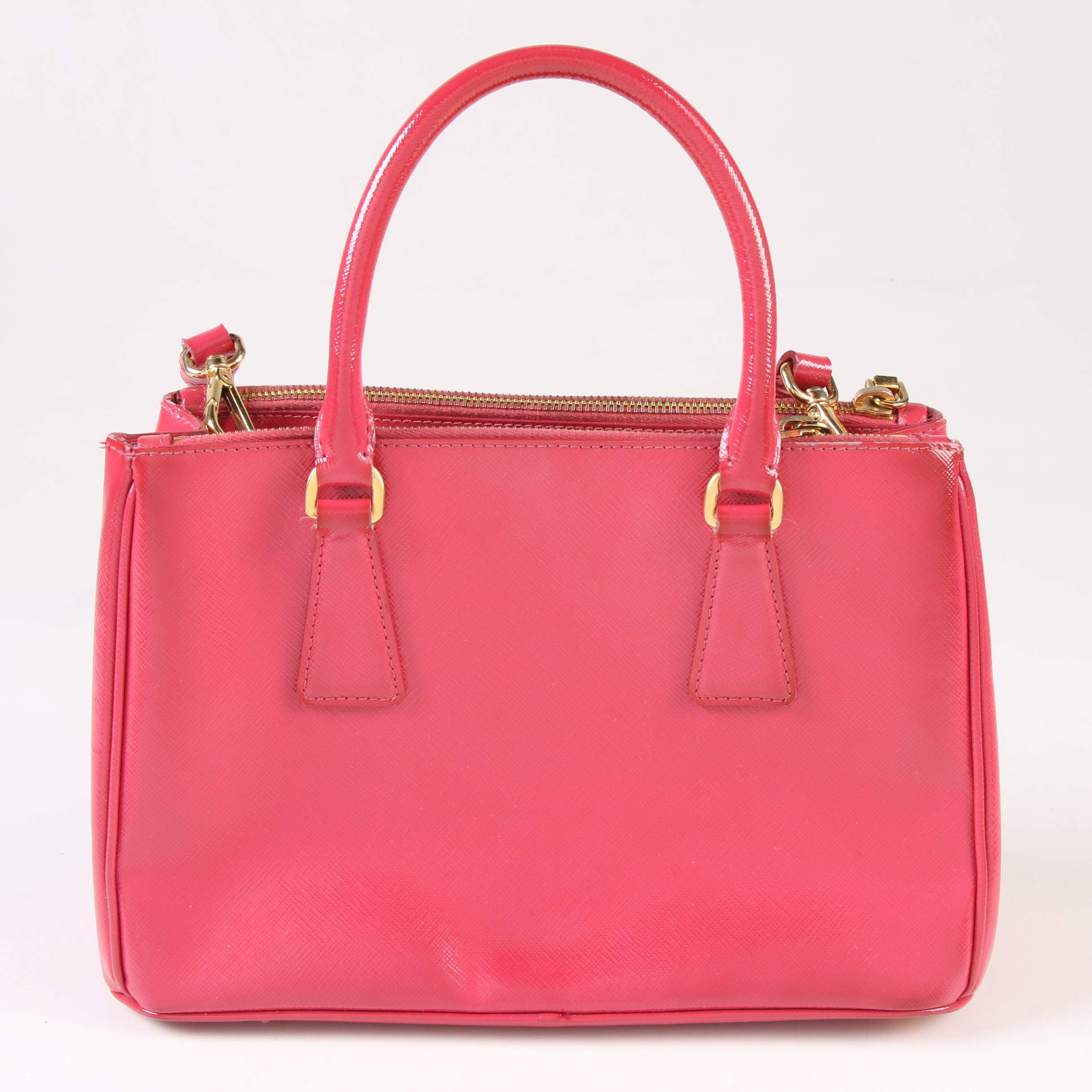 Prada Micro Galleria Two Way Handbag in Peonia Saffiano Leather
