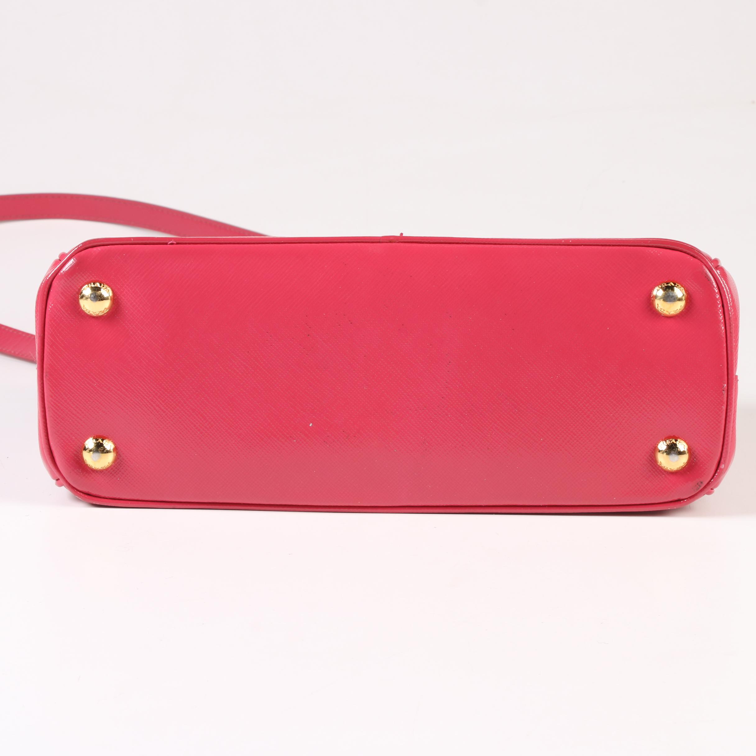 Prada Micro Galleria Two Way Handbag in Peonia Saffiano Leather