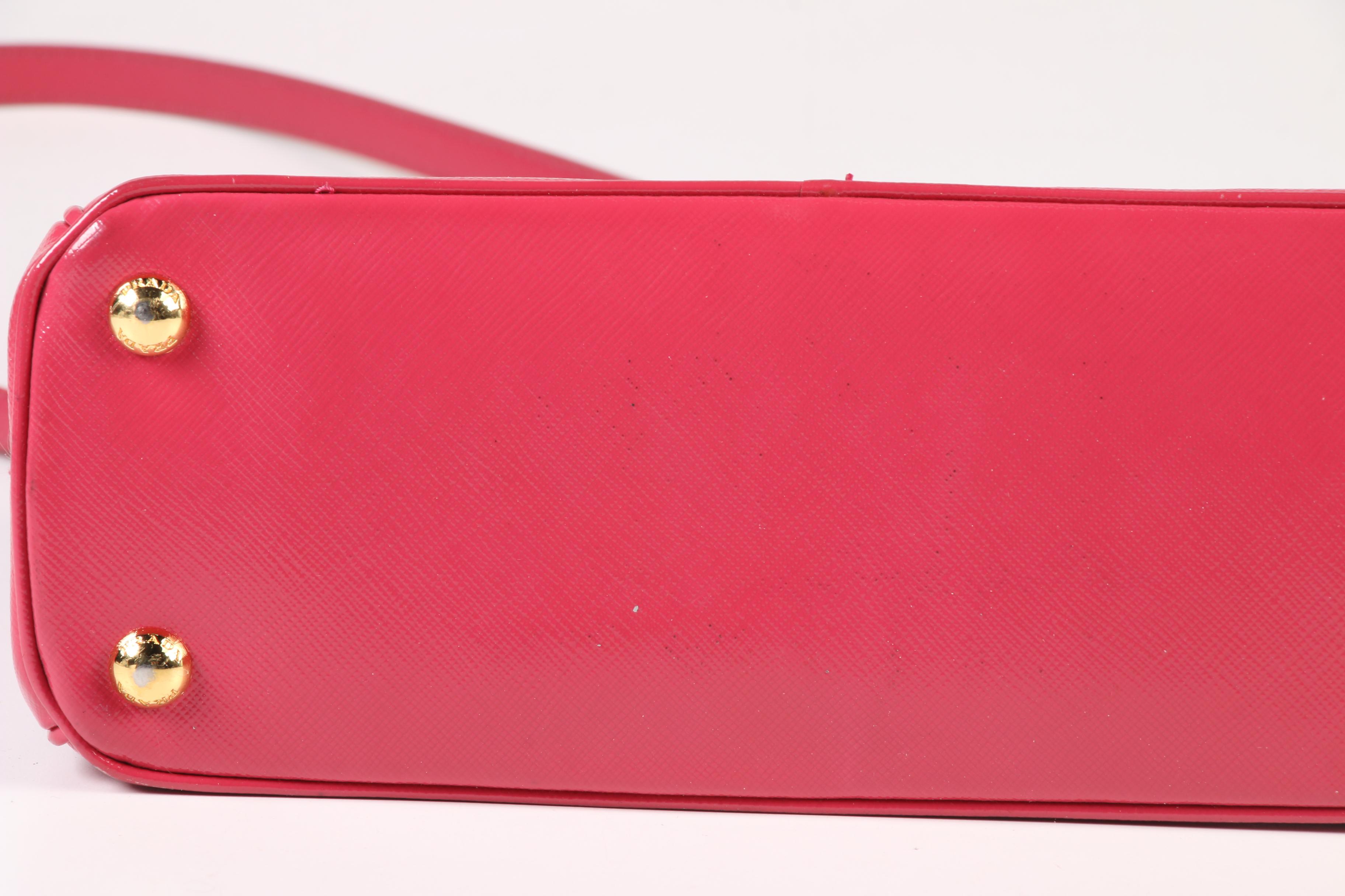 Prada Micro Galleria Two Way Handbag in Peonia Saffiano Leather