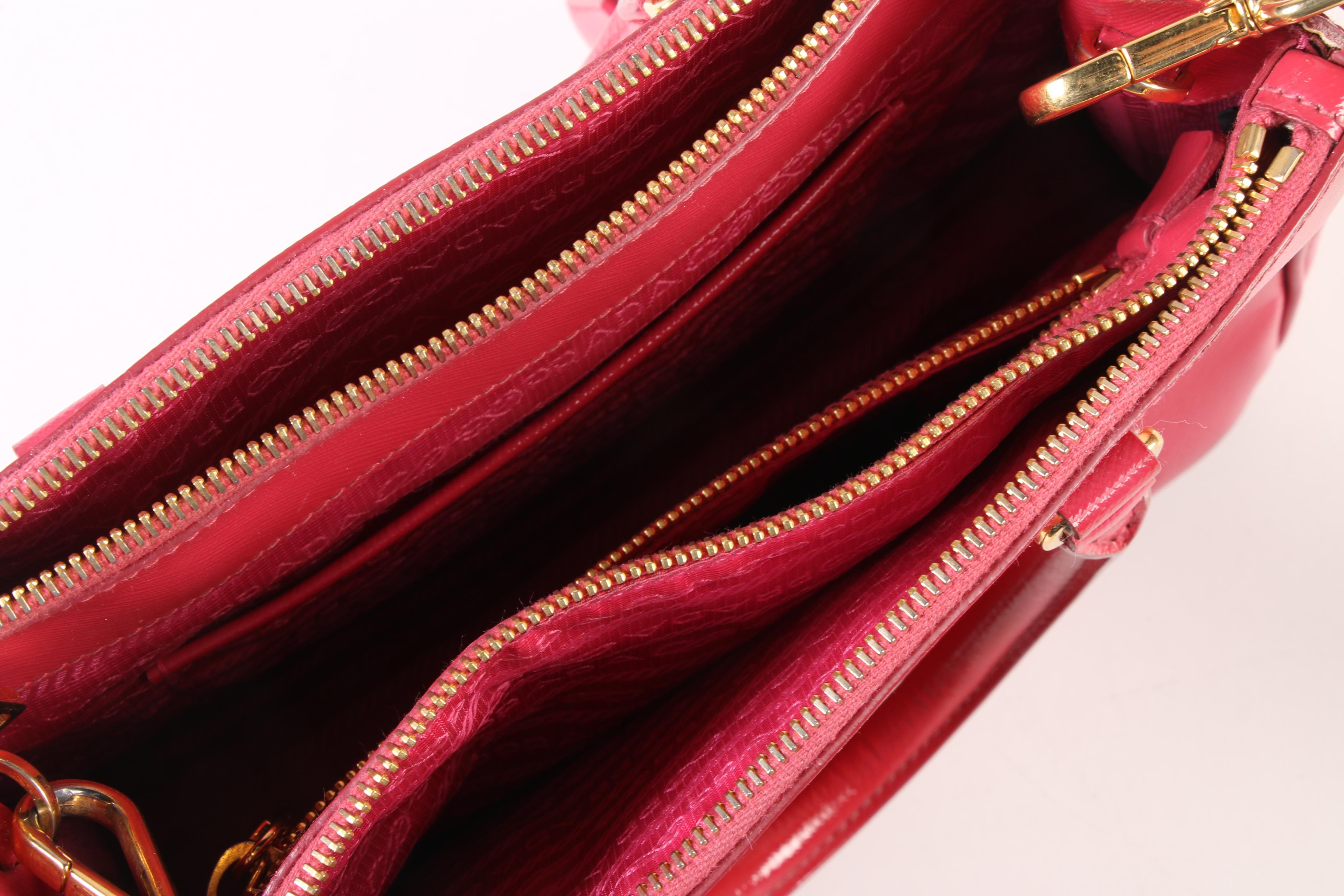 Prada Micro Galleria Two Way Handbag in Peonia Saffiano Leather