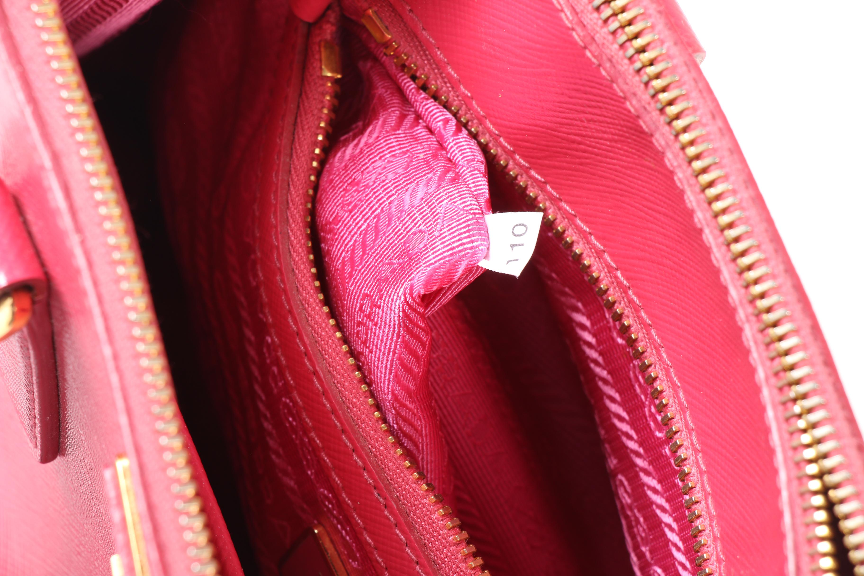 Prada Micro Galleria Two Way Handbag in Peonia Saffiano Leather