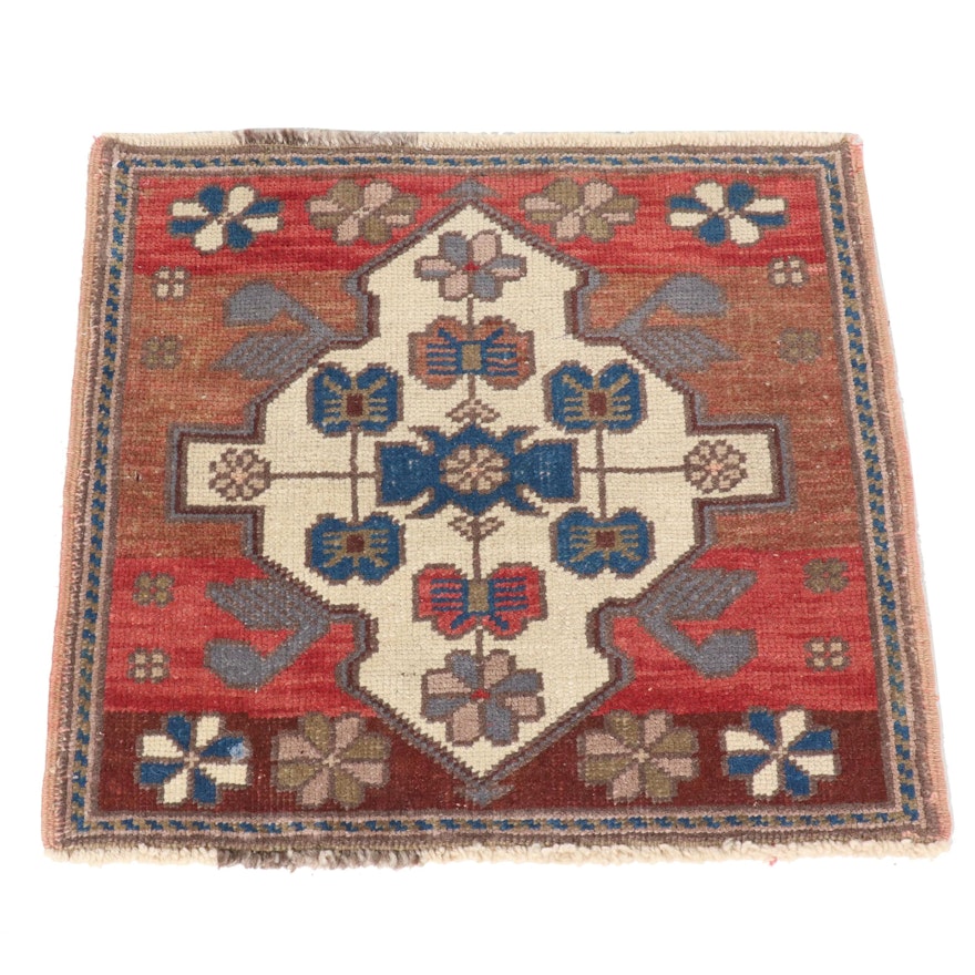 Hand-Knotted Turkish Oushak Wool Floor Mat