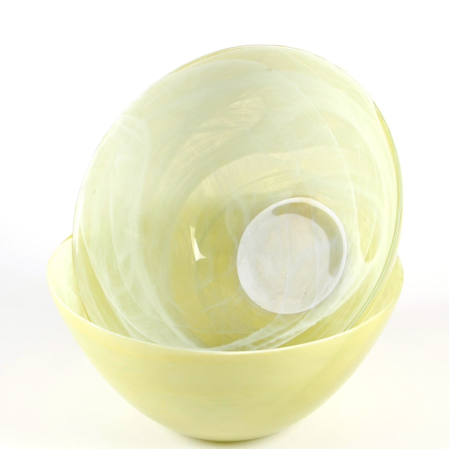 Yellow Art Glass Mixing Bowls
