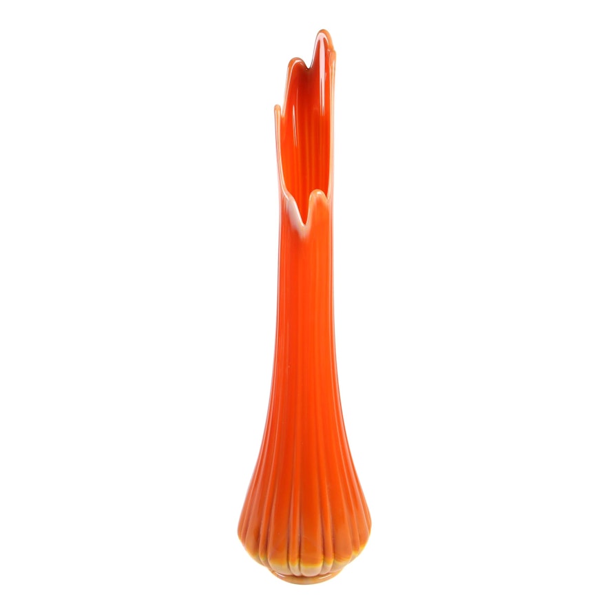Mid Century Modern Style Orange Slag Glass Vase