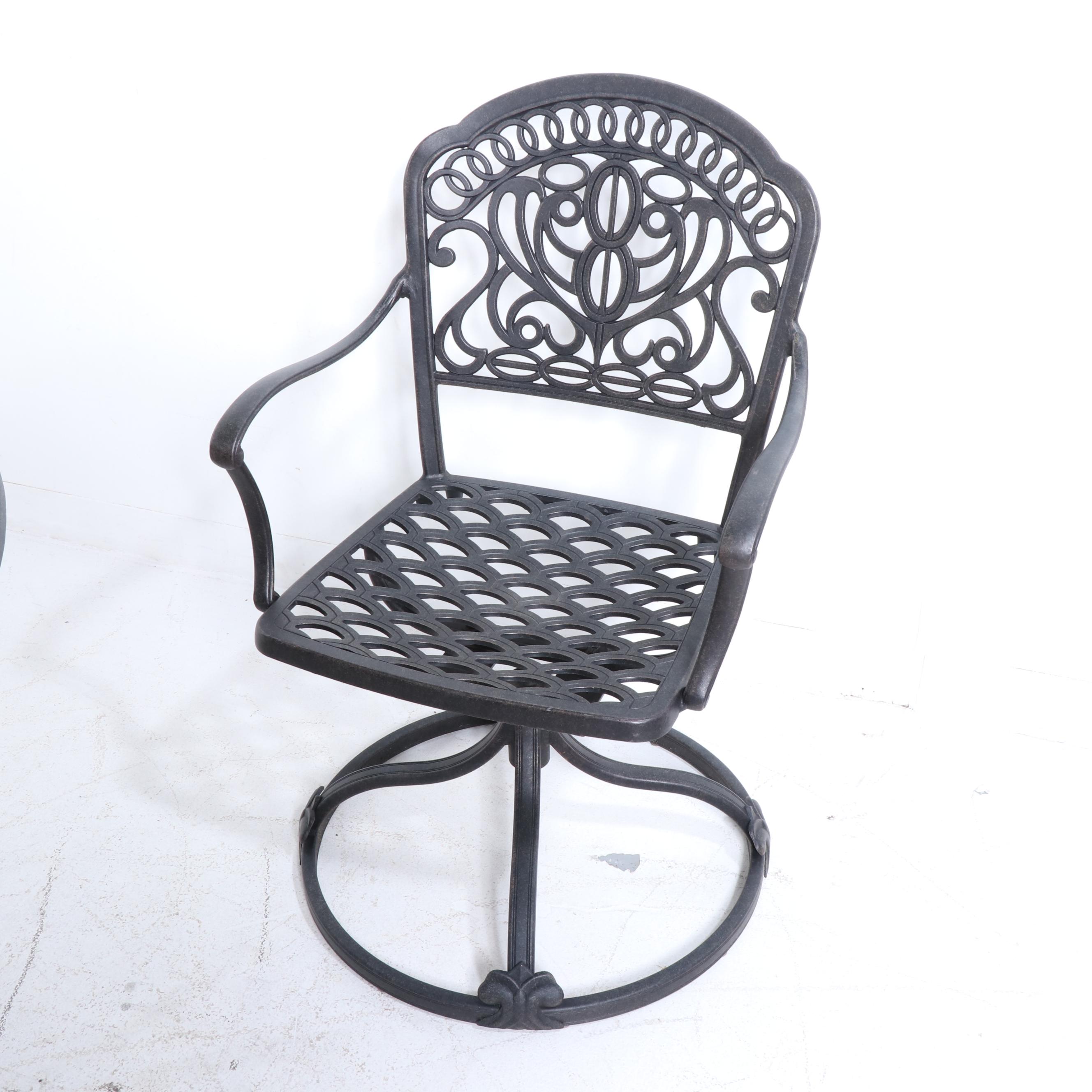 Faux Cast Iron Metal Patio Table and Four Chairs