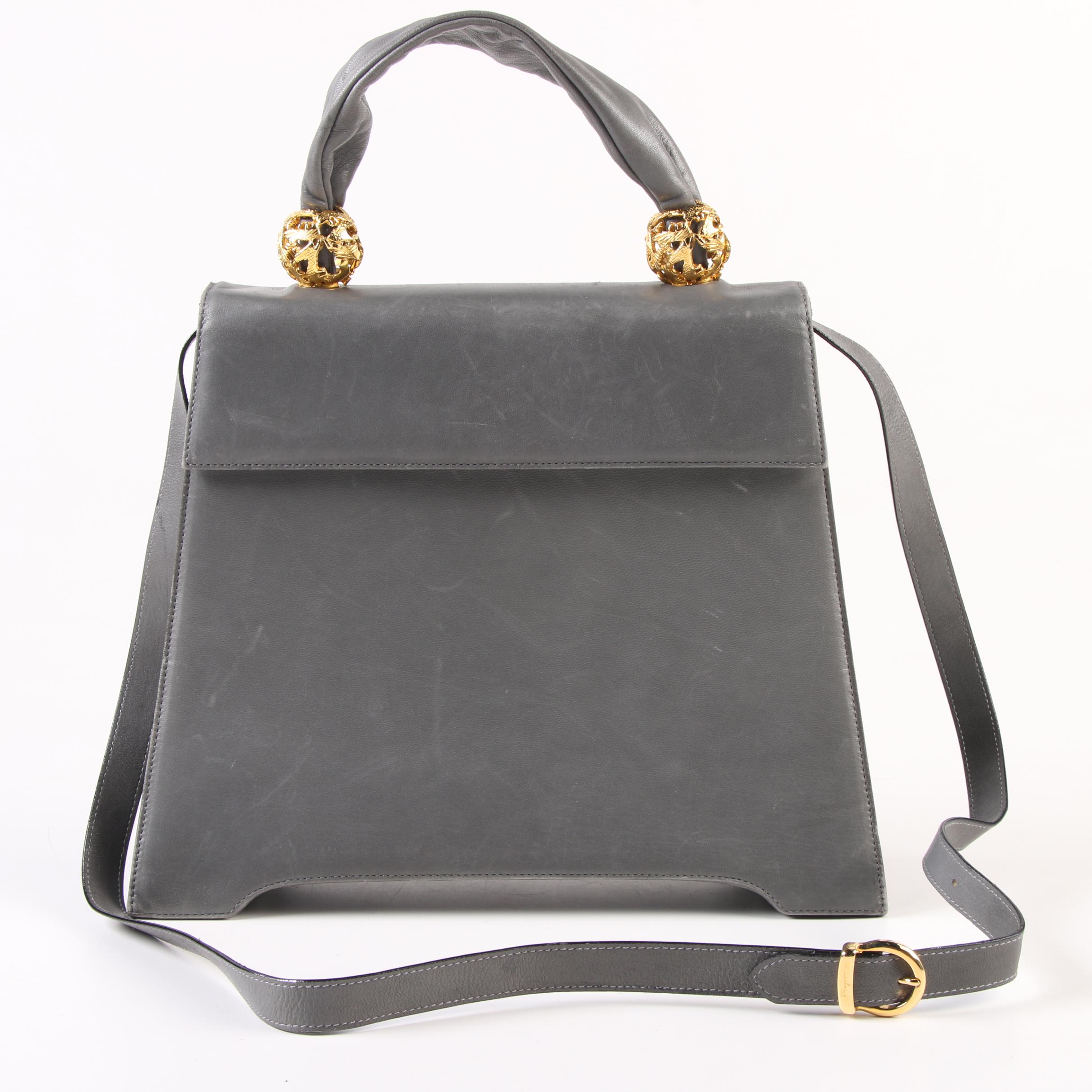 Salvatore Ferragamo Trapezium Bag and Trifold Gancini Wallet, Made in Italy