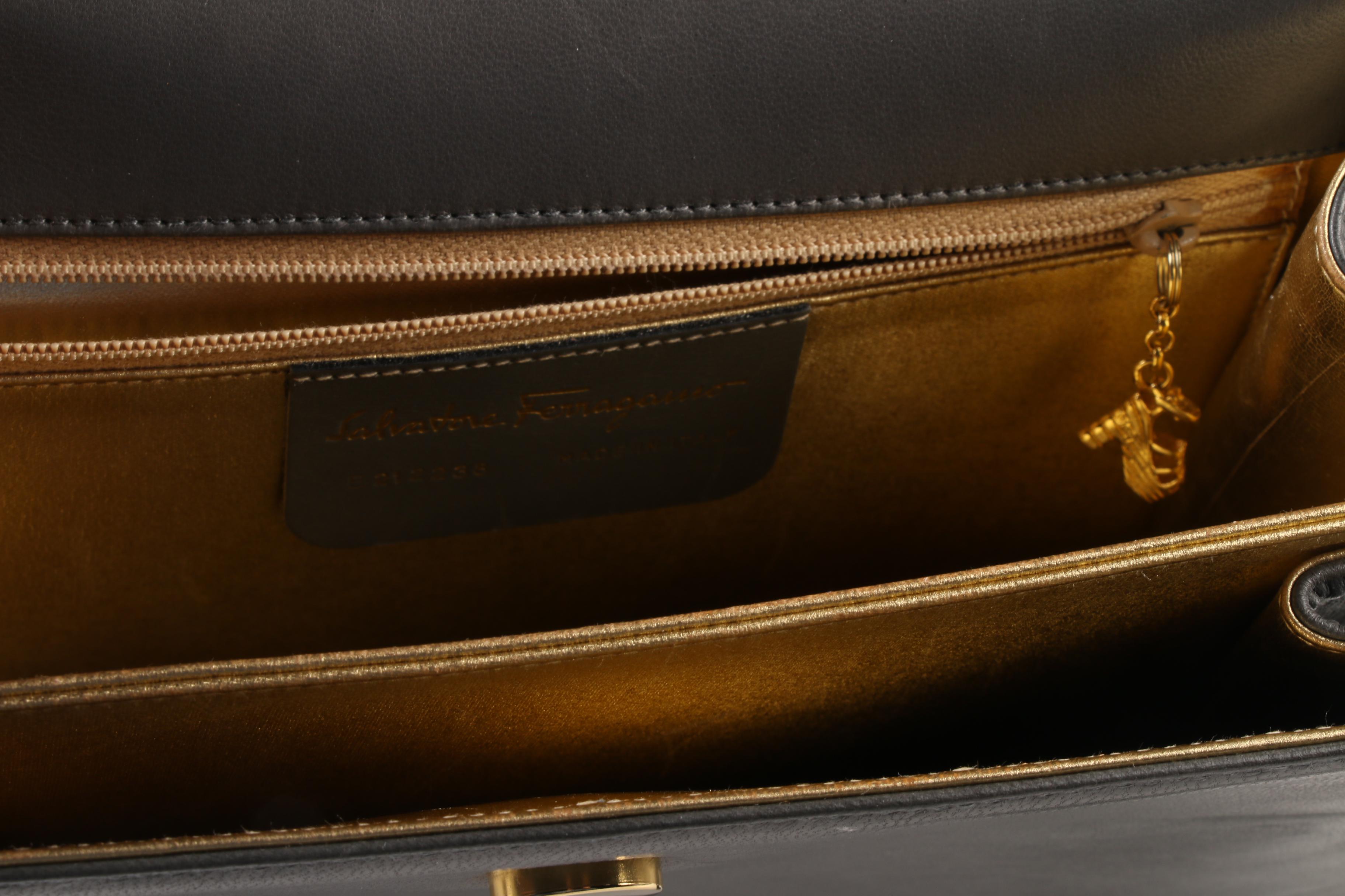 Salvatore Ferragamo Trapezium Bag and Trifold Gancini Wallet, Made in Italy