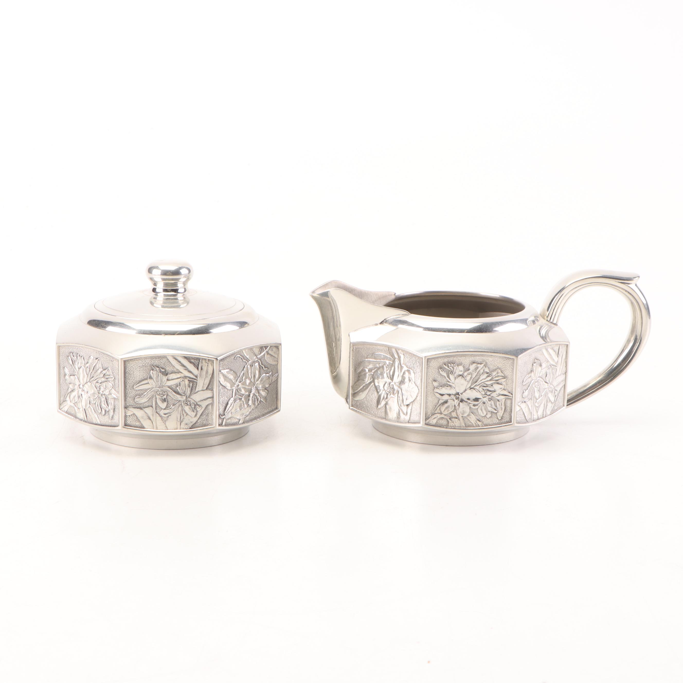 Royal Selangor Pewter Hollowware Teapot with Cream and Sugar Set