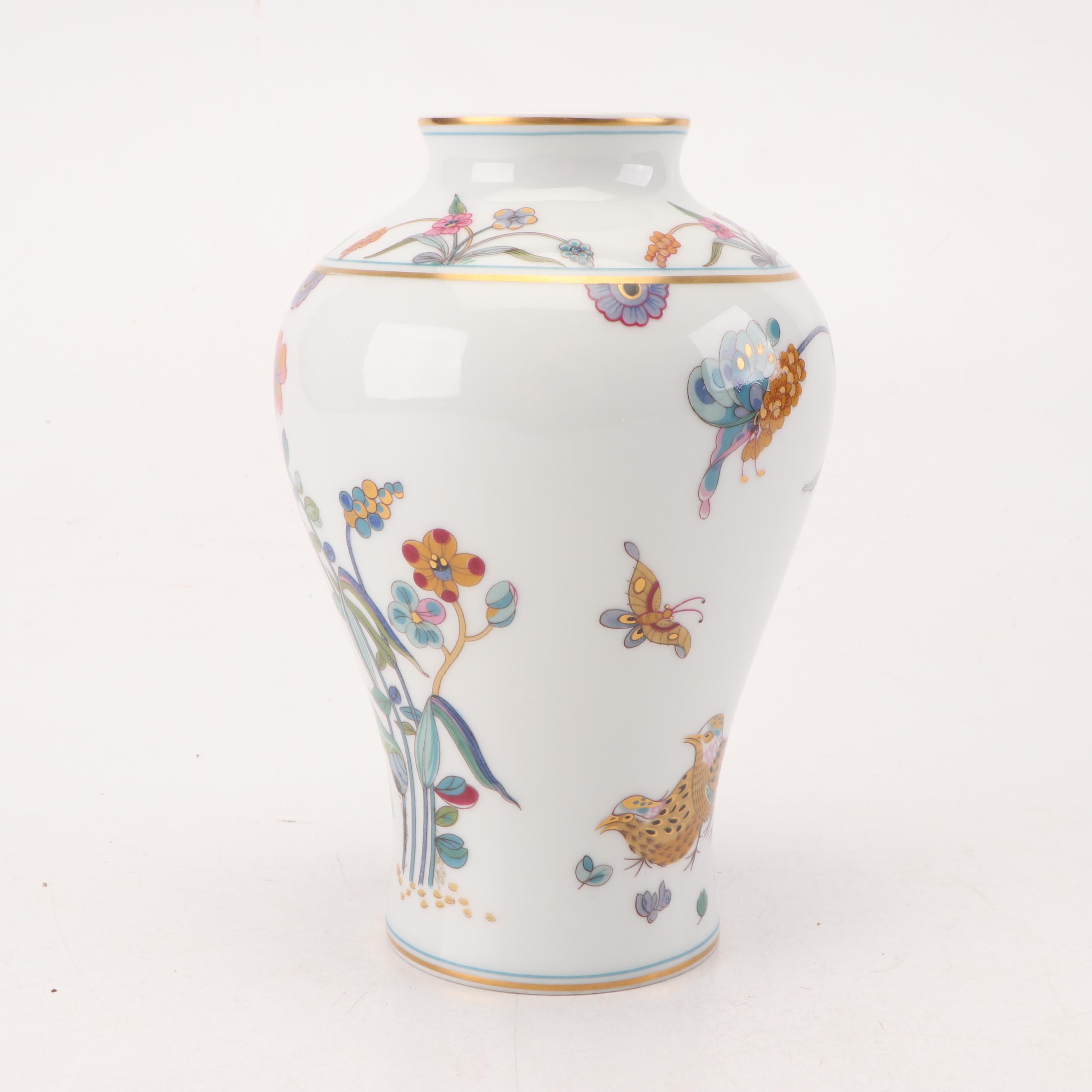 Haviland Limoges "Golden Quail" Porcelain Vase