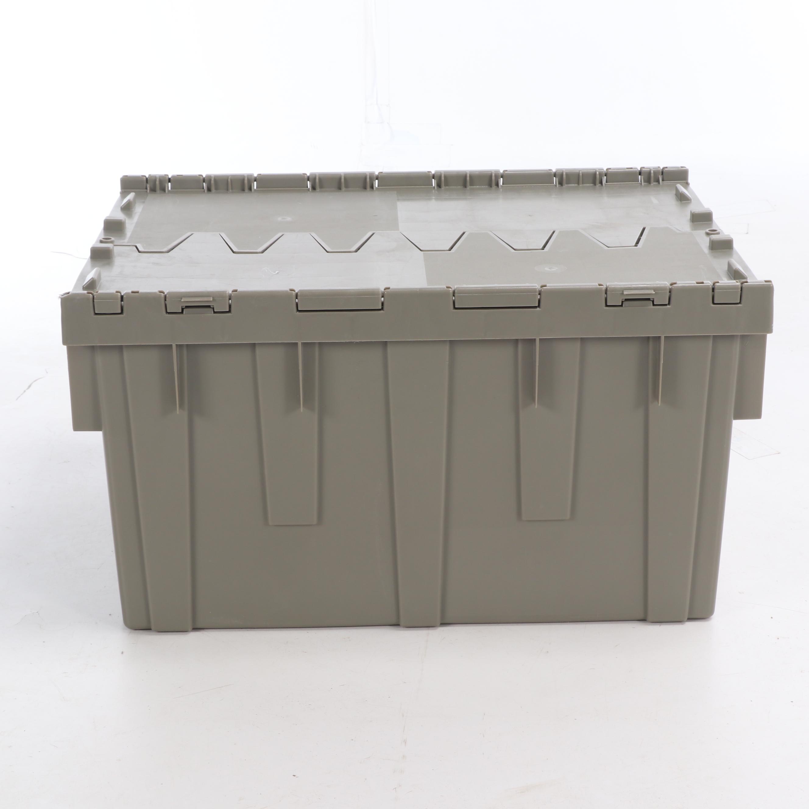 Gray Plastic Storage and Shipping Containers, Set of Sixteen