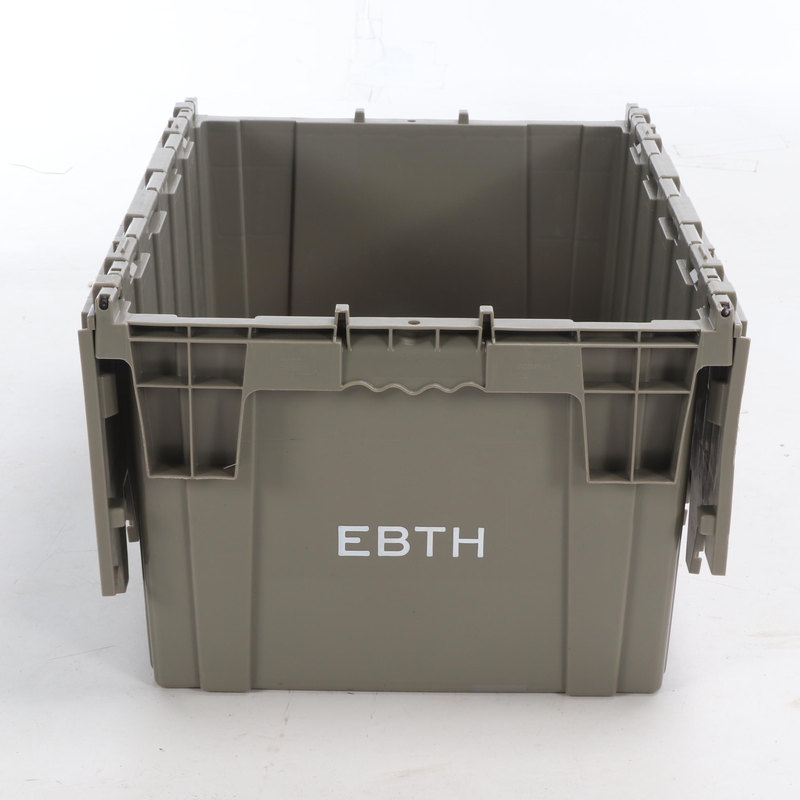 Gray Plastic Storage and Shipping Containers, Set of Sixteen